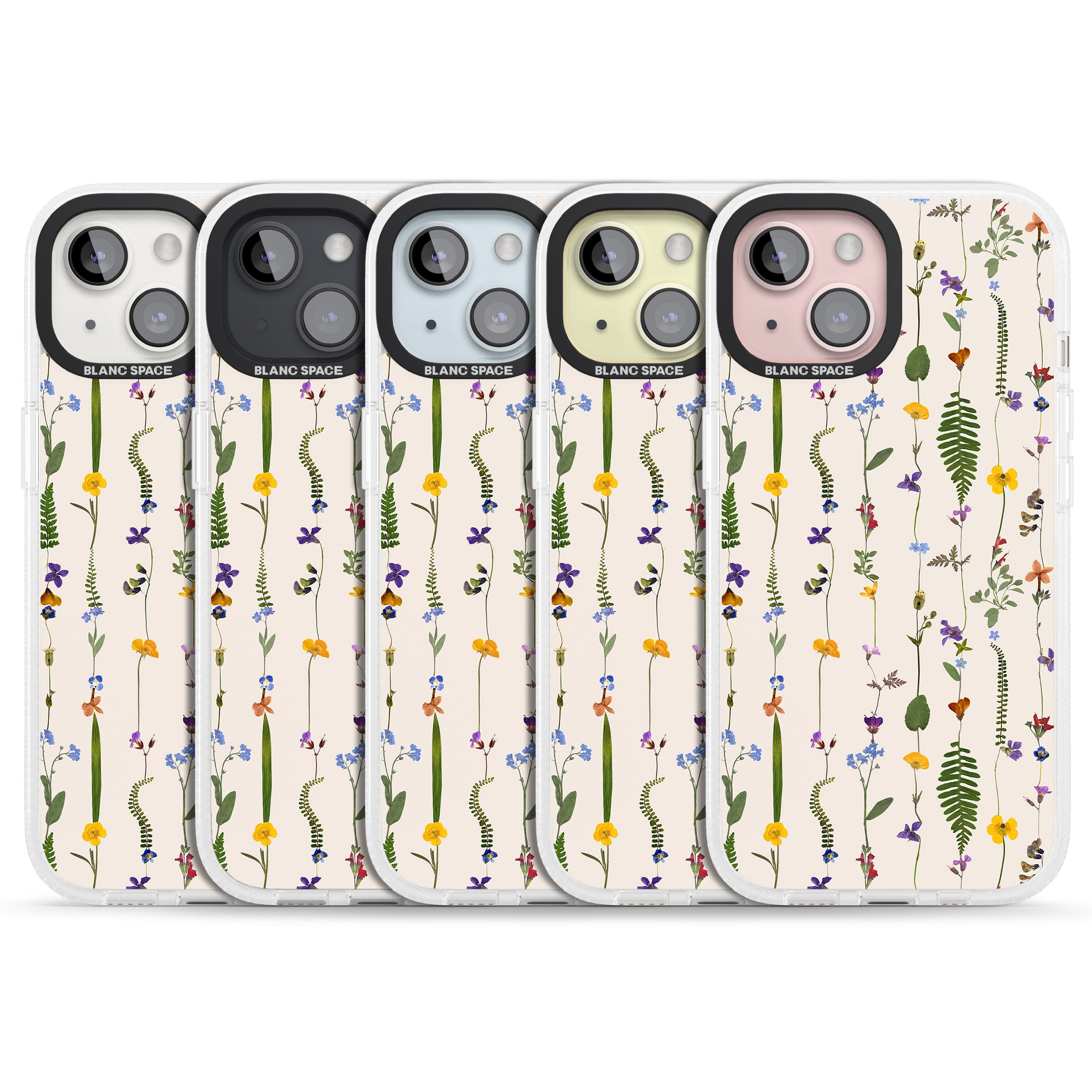 Wildflower Chain Design - Cream iPhone 15 / 14 / 13 Clear Case Impact Air - Blanc Space