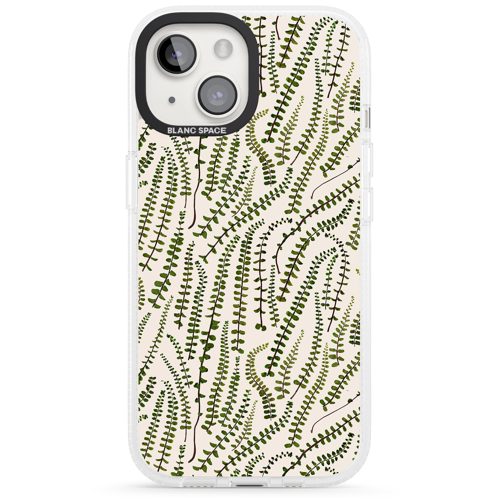Fern Leaf Pattern Design - Cream iPhone 15 / 14 / 13 Clear Case Impact Air - Blanc Space