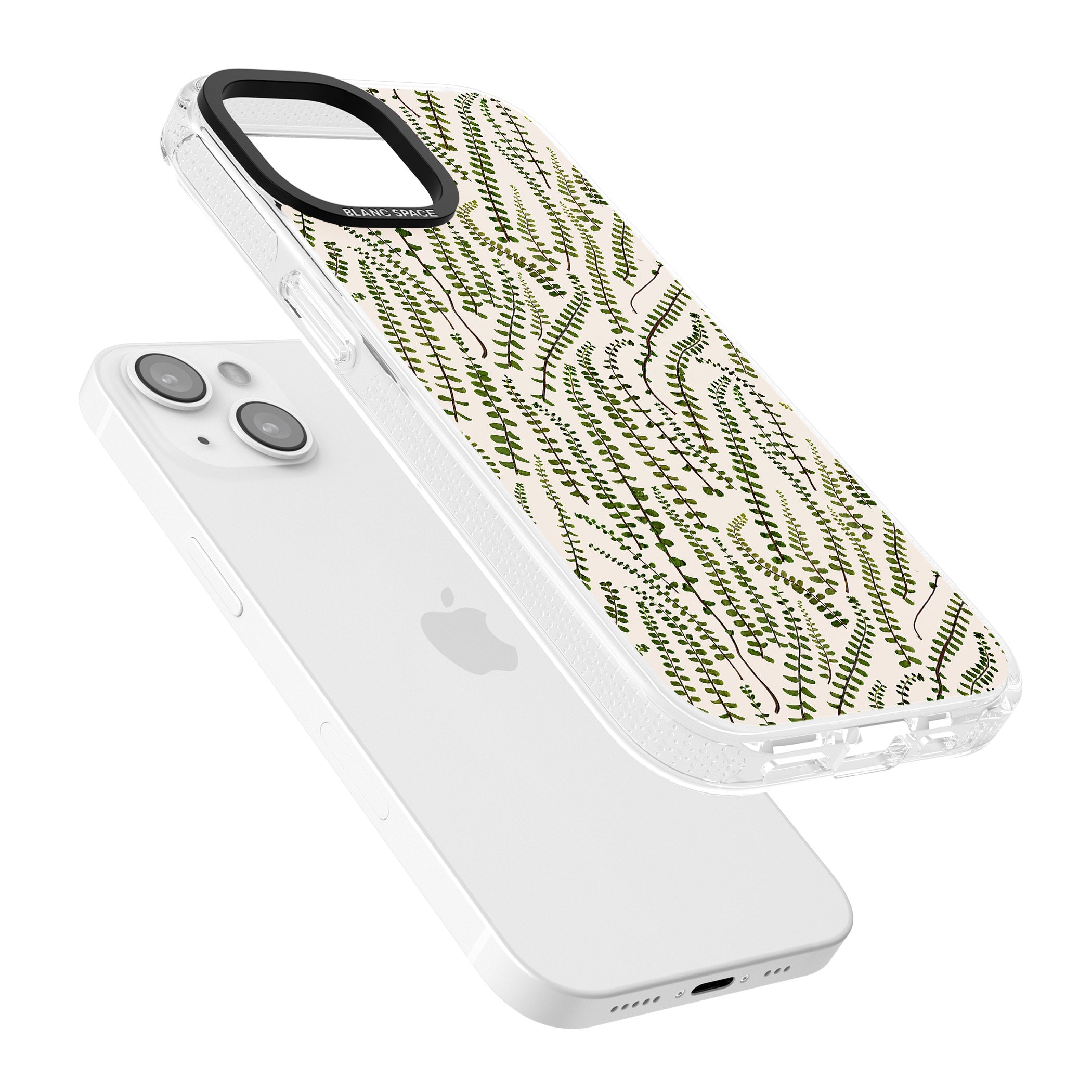 Fern Leaf Pattern Design - Cream iPhone 15 / 14 / 13 Clear Case Impact Air - Blanc Space