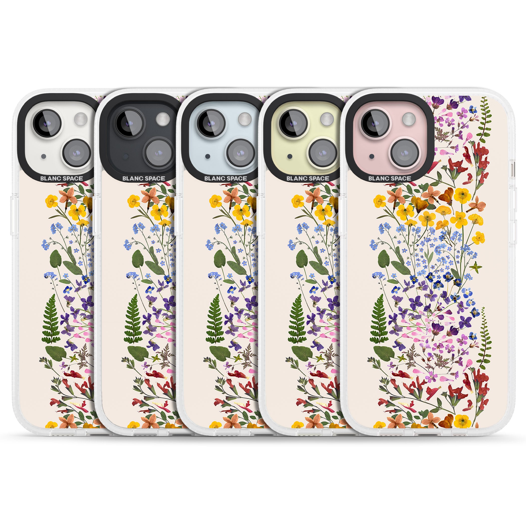 Wildflower Stripe Design - Cream iPhone 15 / 14 / 13 Clear Case Impact Air - Blanc Space
