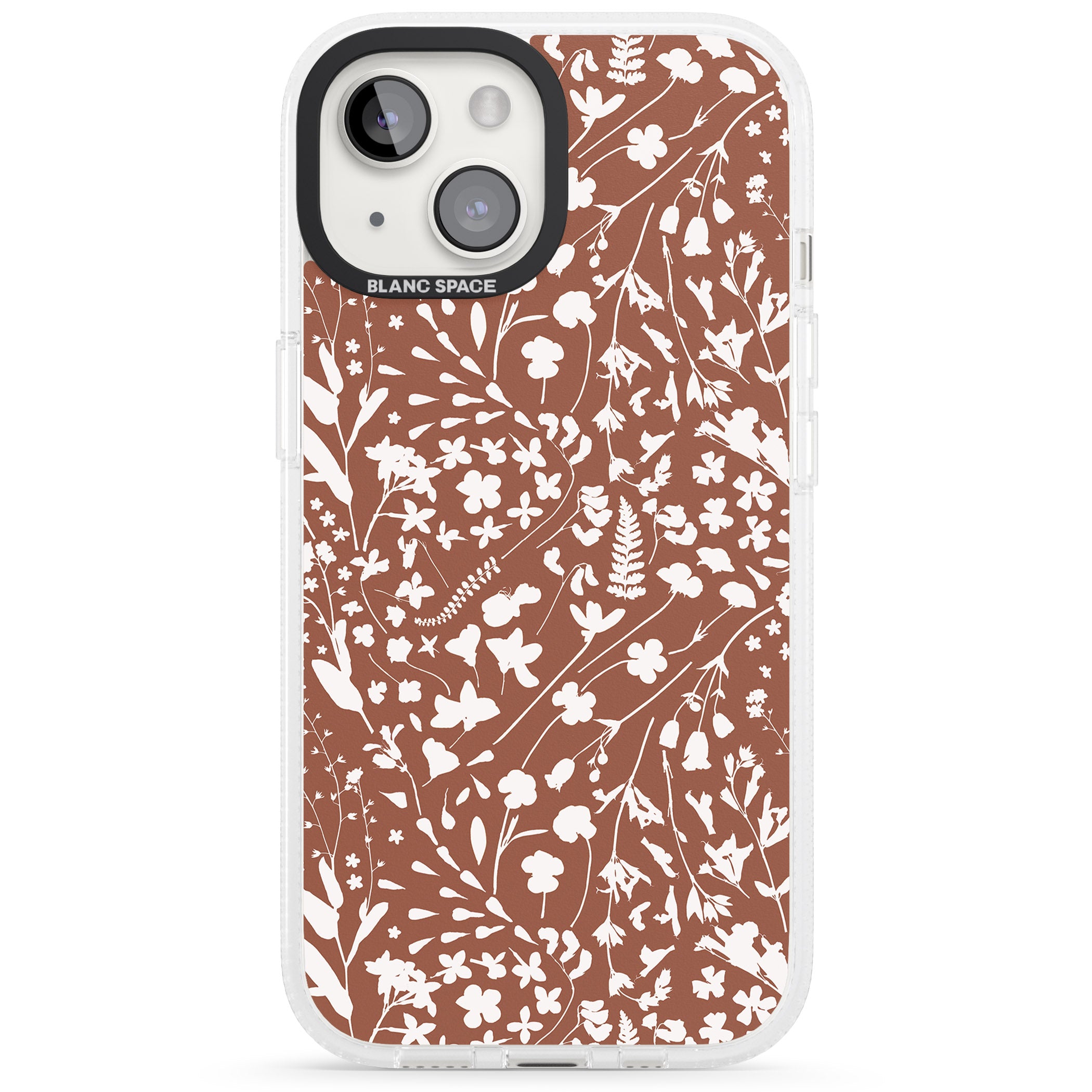 Wildflower Cluster on Terracotta iPhone 15 / 14 / 13 Clear Case Impact Air - Blanc Space