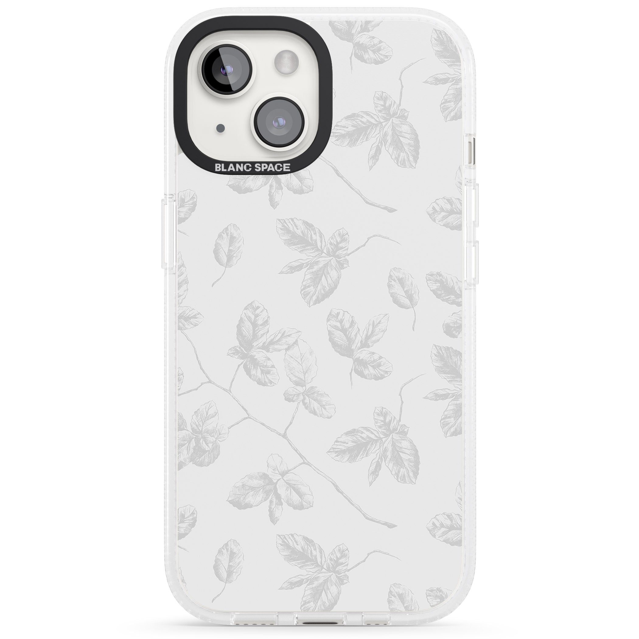 Grey Branches Vintage Botanical iPhone 15 / 14 / 13 Clear Case Impact Air - Blanc Space