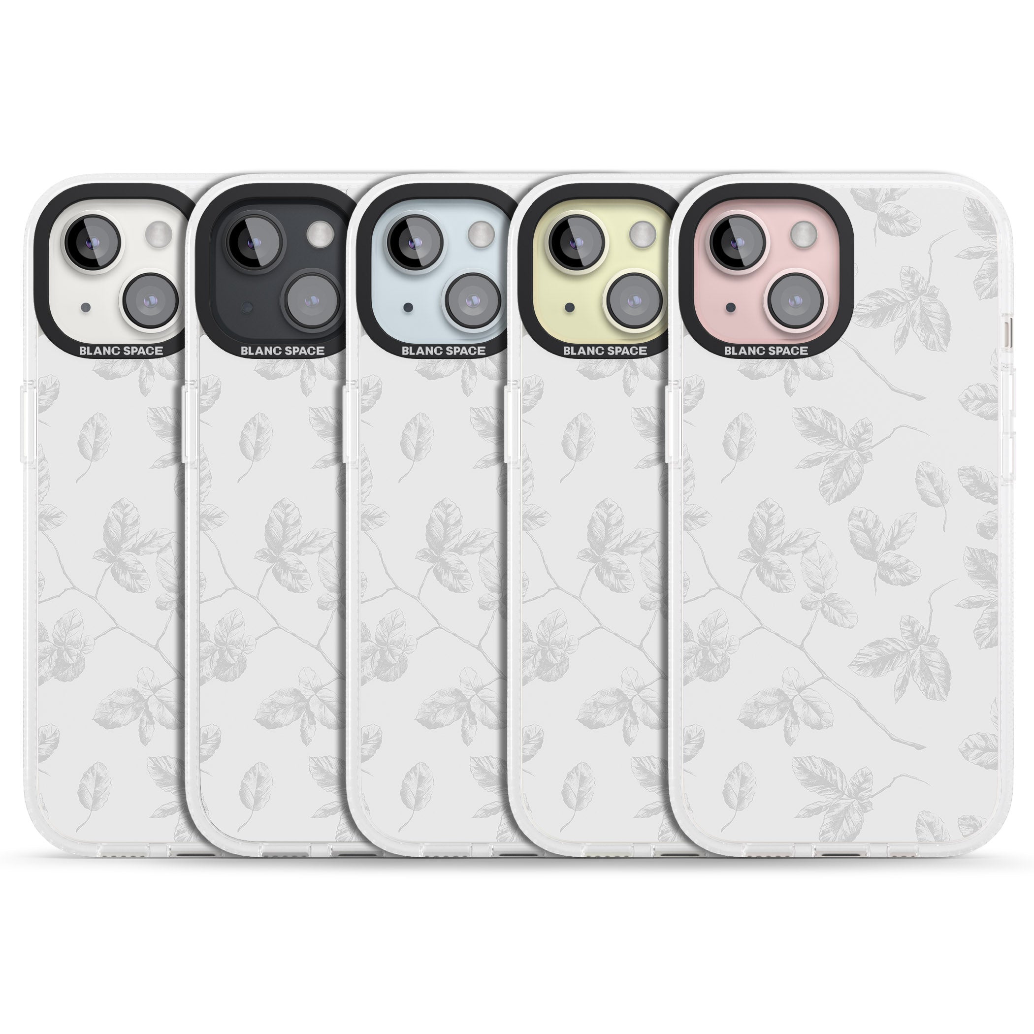 Grey Branches Vintage Botanical iPhone 15 / 14 / 13 Clear Case Impact Air - Blanc Space