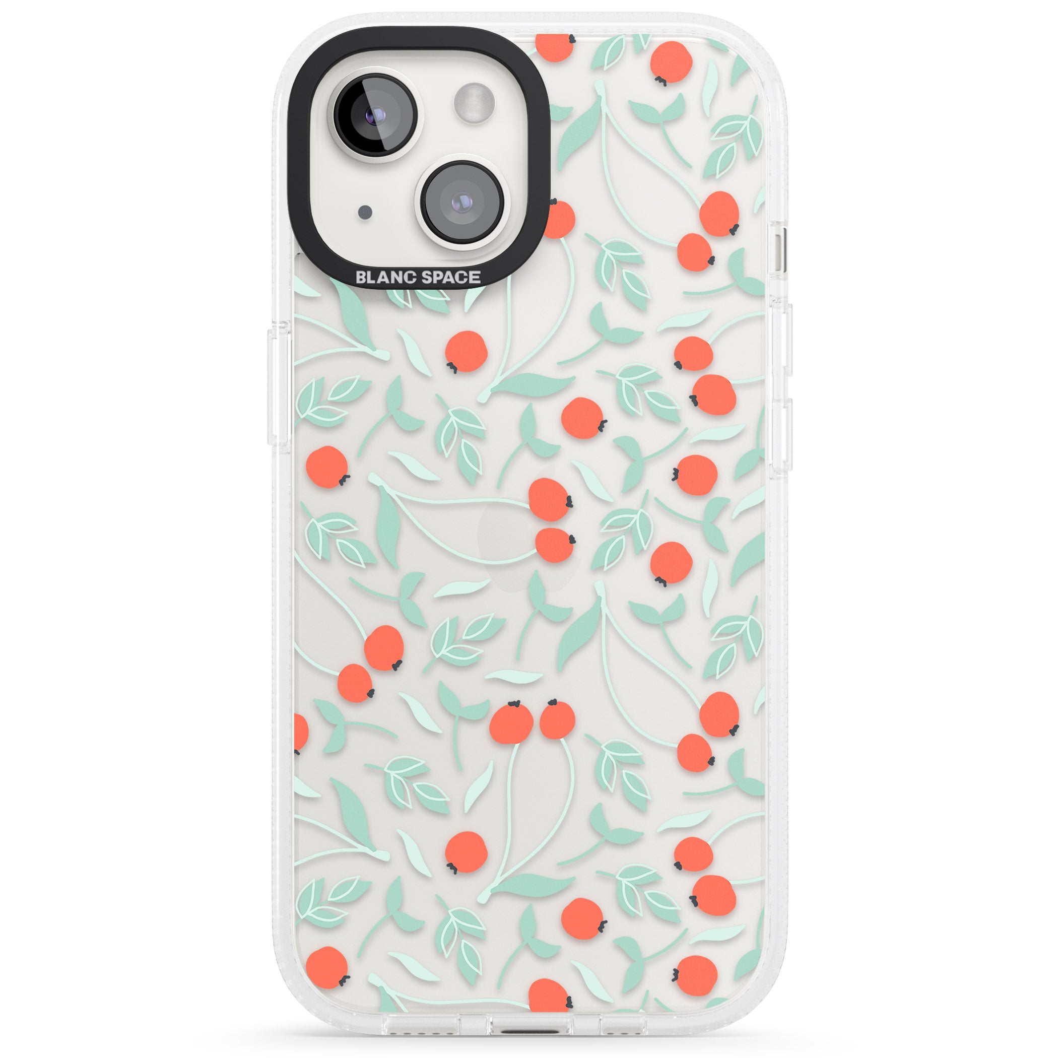 Red Berries Transparent Floral iPhone 15 / 14 / 13 Clear Case Impact Air - Blanc Space