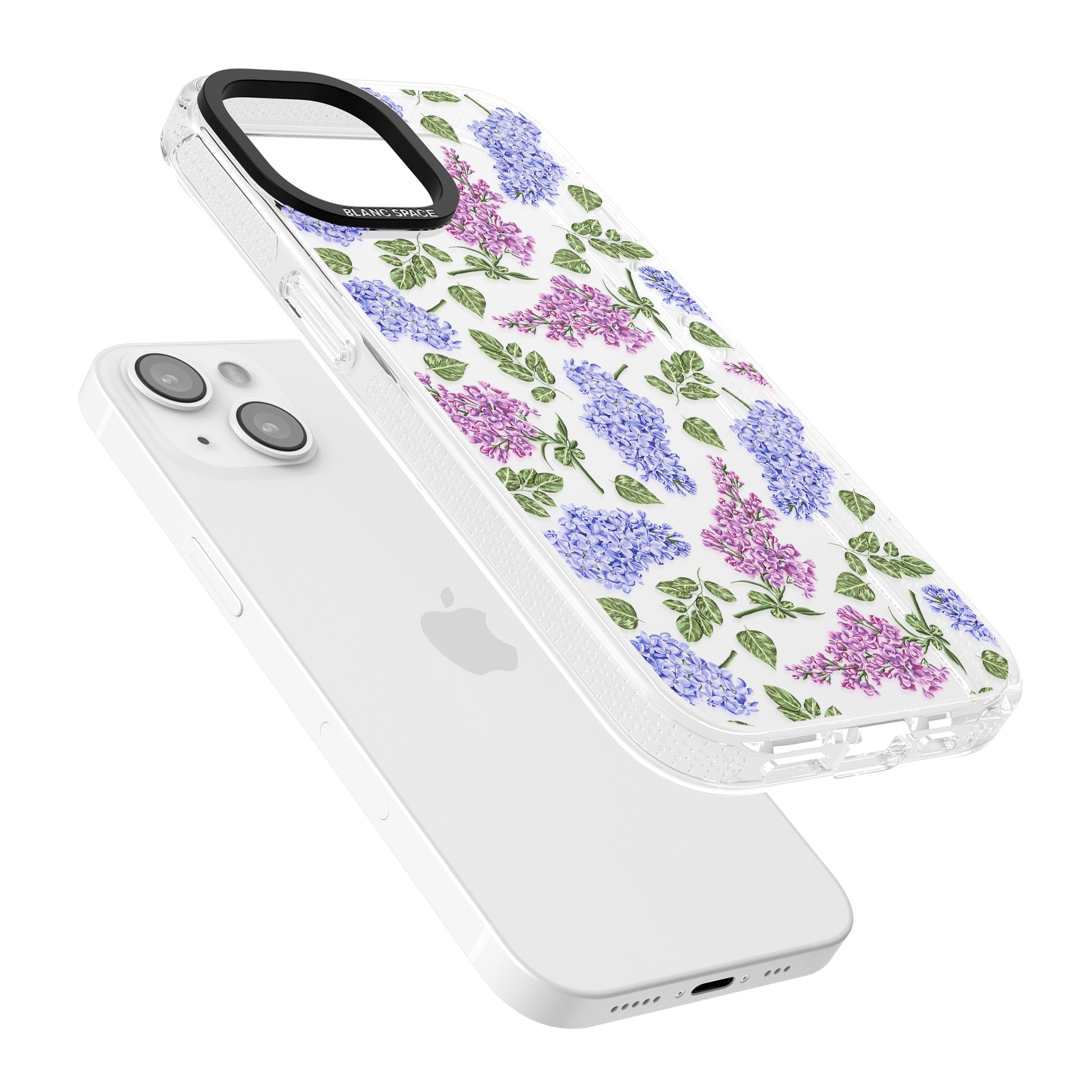Purple Blossoms Transparent Floral iPhone 15 / 14 / 13 Clear Case Impact Air - Blanc Space