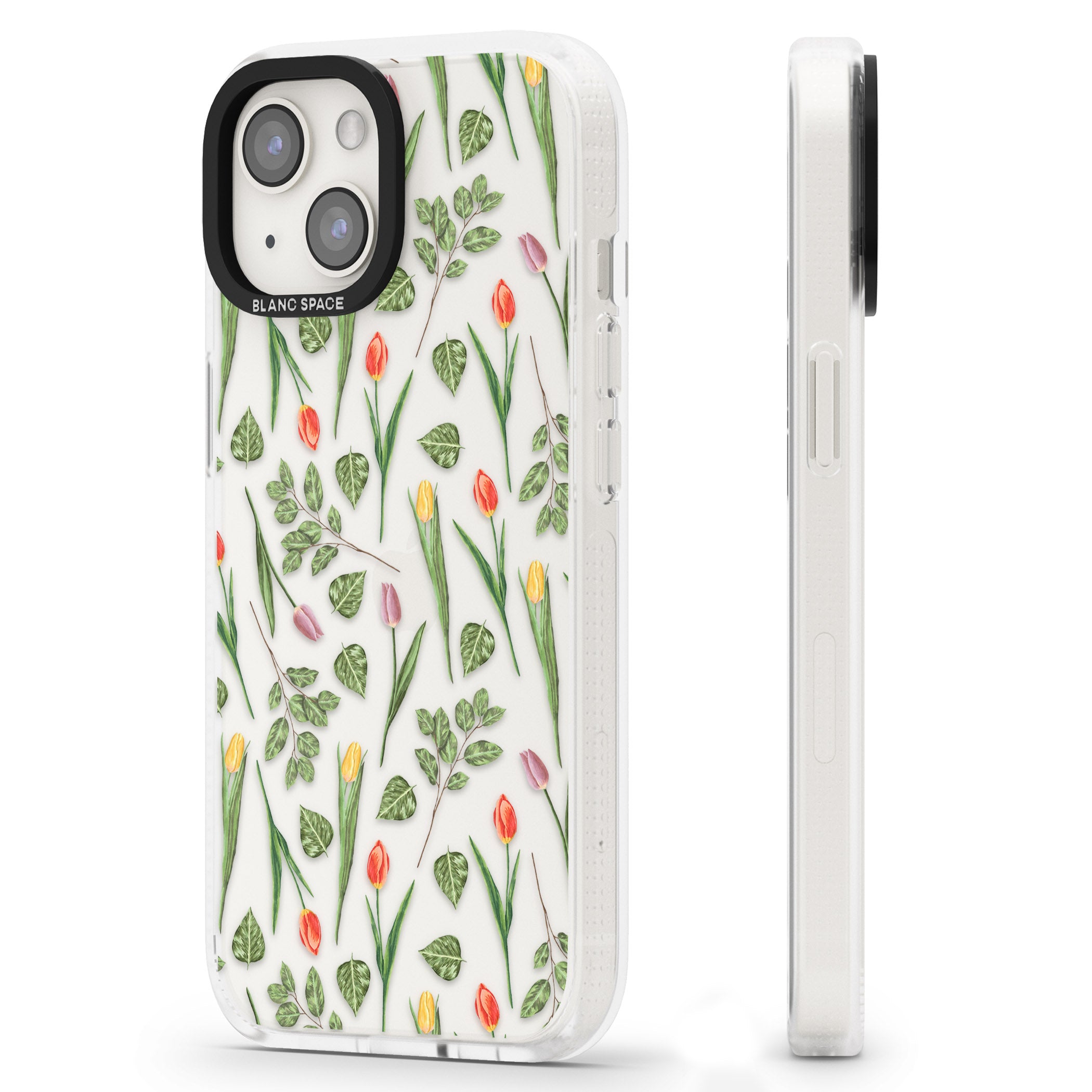 Spring Tulips Transparent Floral iPhone 15 / 14 / 13 Clear Case Impact Air - Blanc Space
