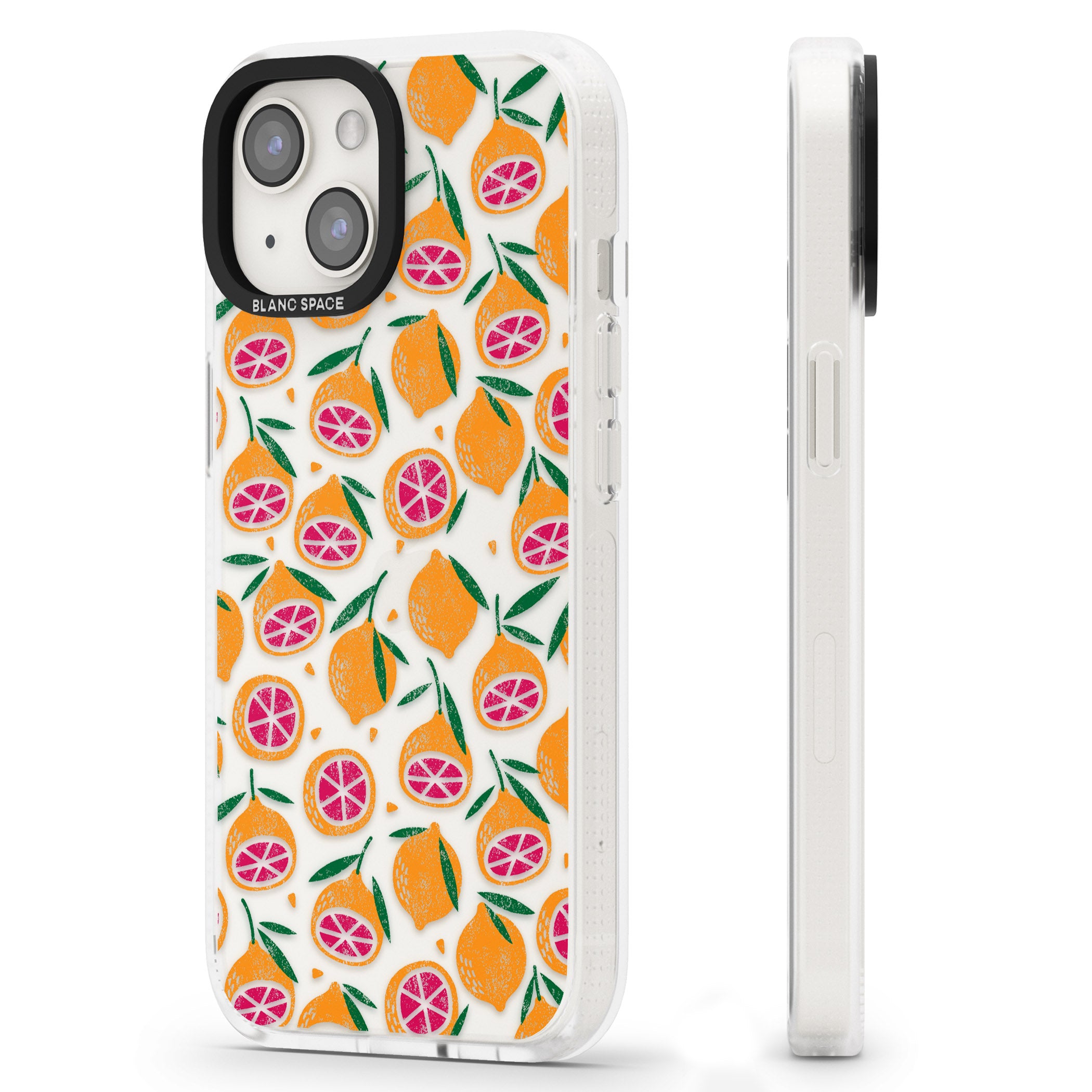 Blood Orange Fruit Pattern Transparent iPhone 15 / 14 / 13 Clear Case Impact Air - Blanc Space