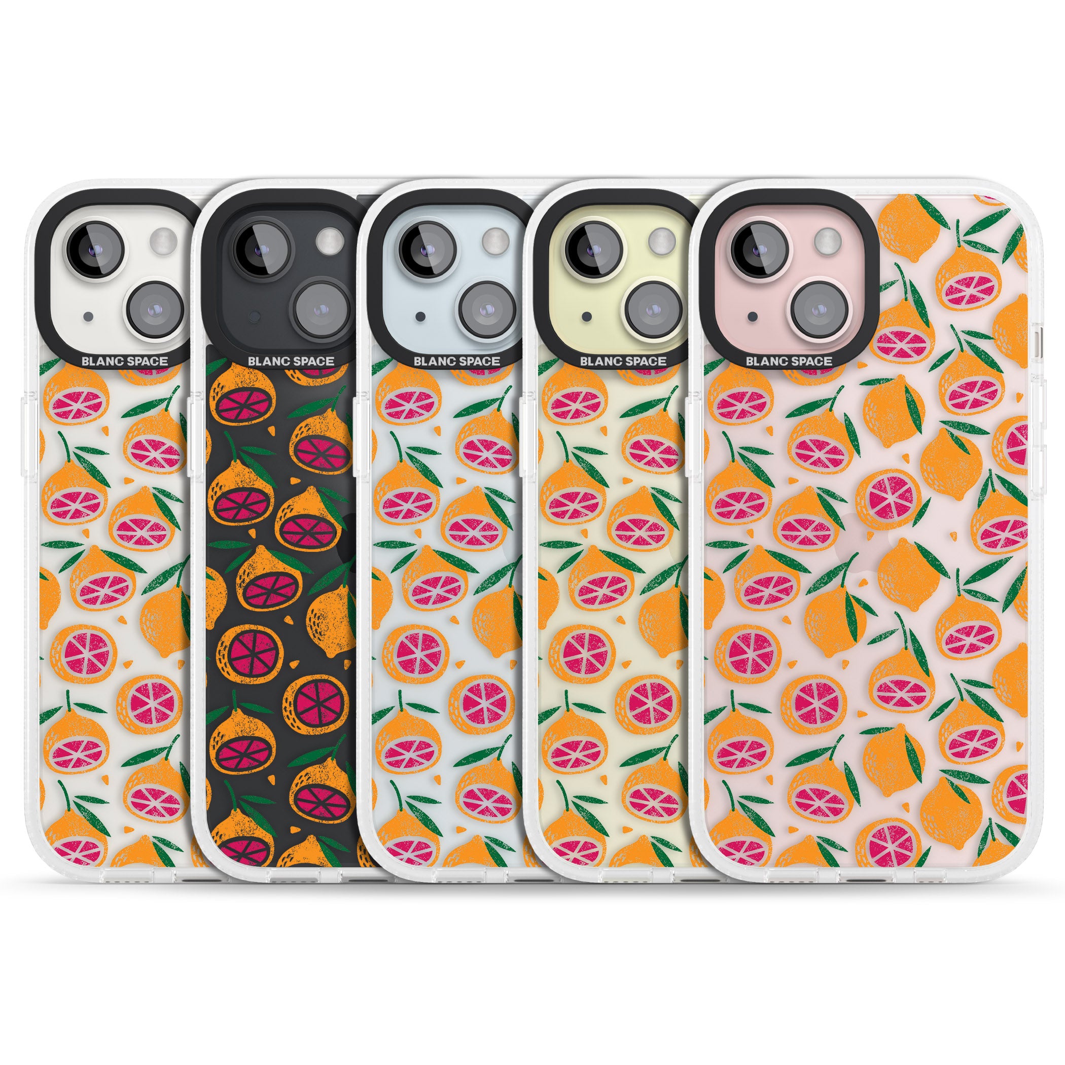 Blood Orange Fruit Pattern Transparent iPhone 15 / 14 / 13 Clear Case Impact Air - Blanc Space