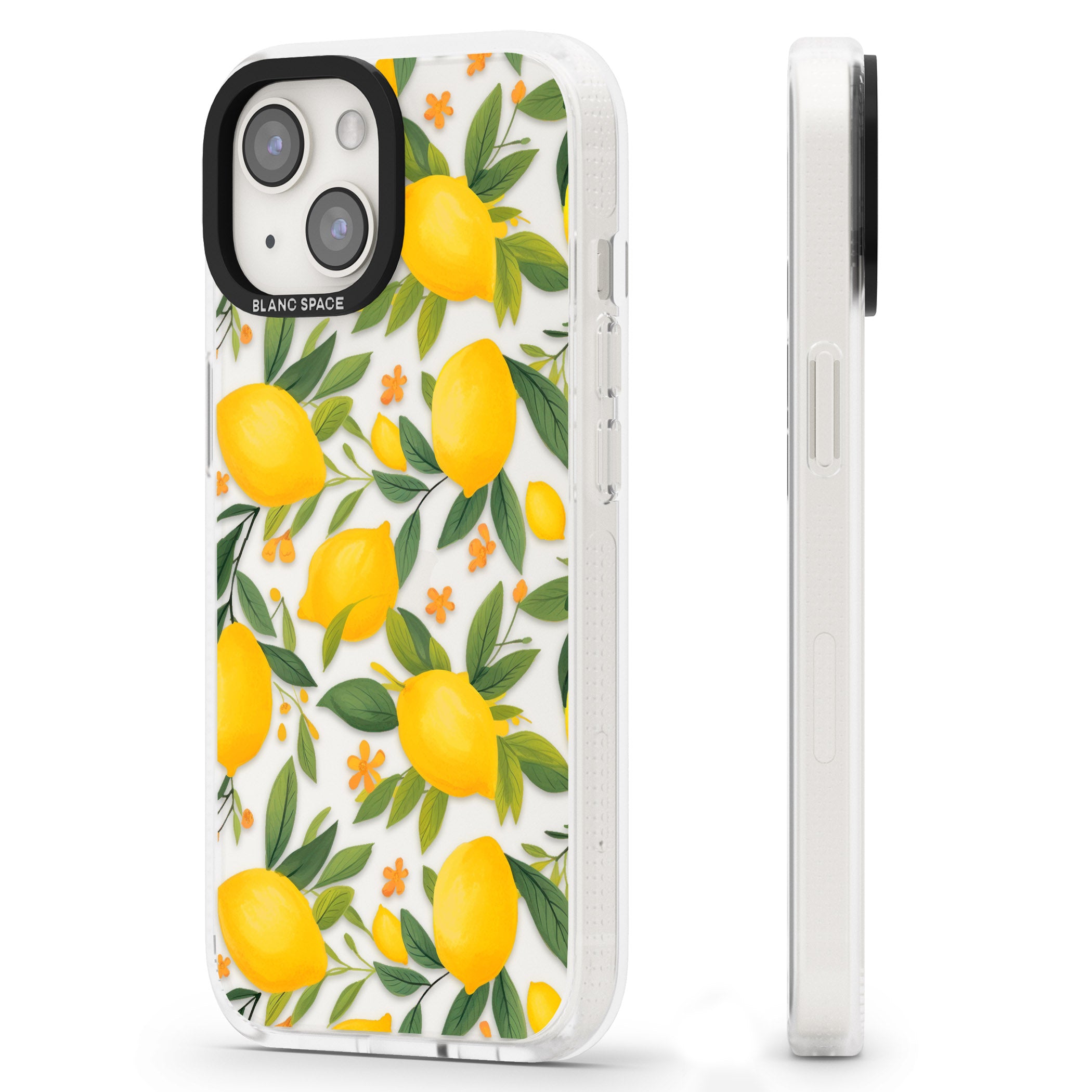 Lemon Pattern iPhone 15 / 14 / 13 Clear Case Impact Air - Blanc Space