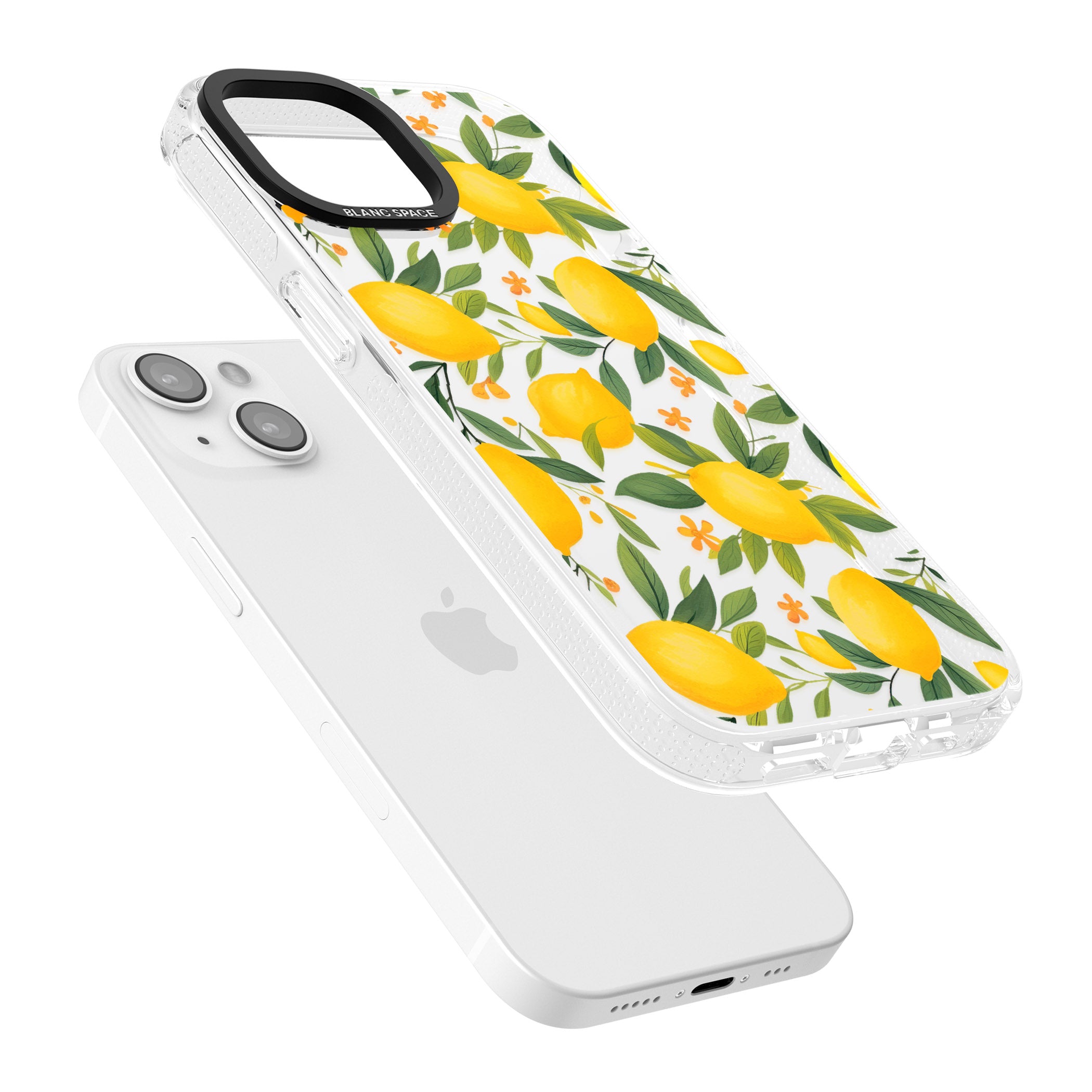 Lemon Pattern iPhone 15 / 14 / 13 Clear Case Impact Air - Blanc Space