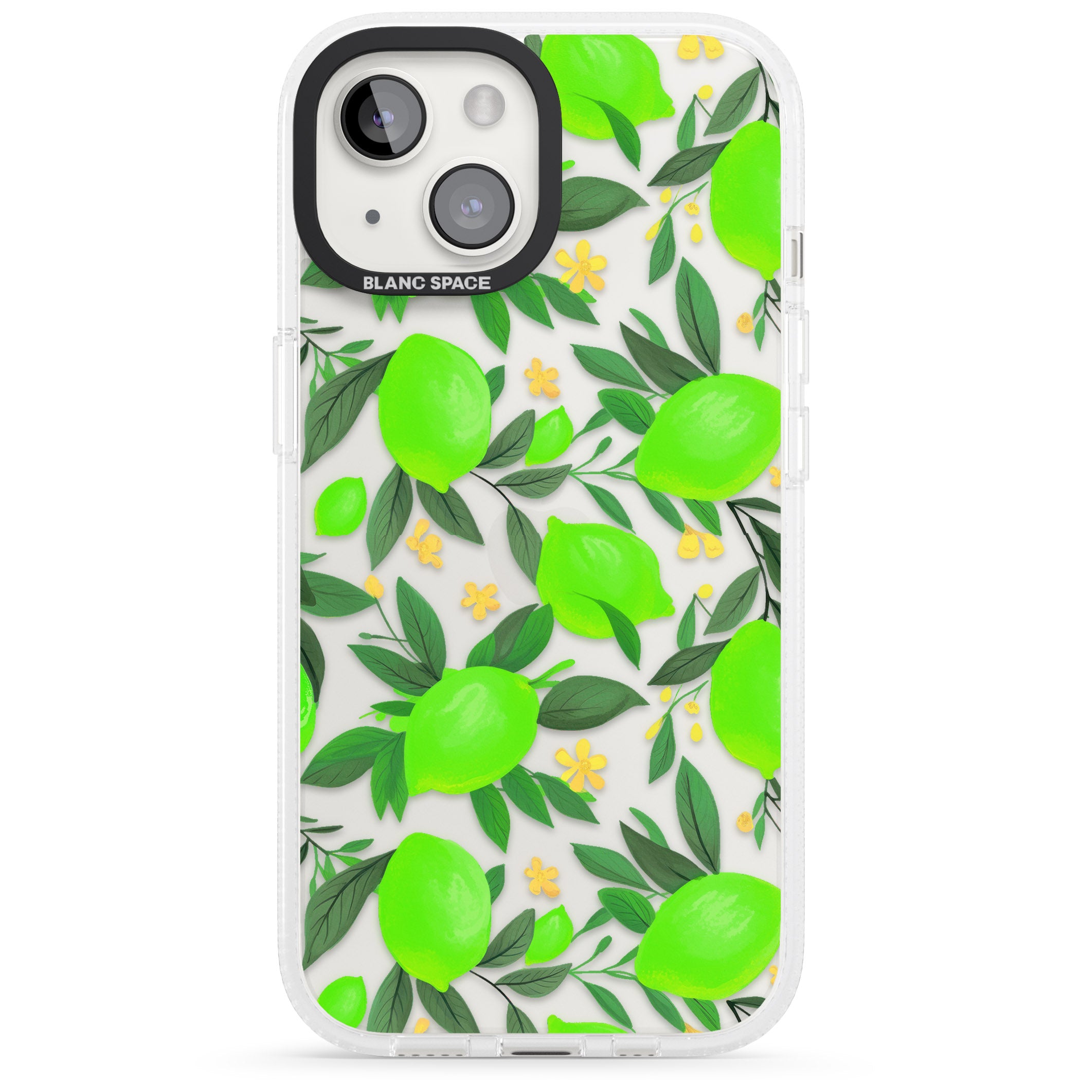 Lime Pattern iPhone 15 / 14 / 13 Clear Case Impact Air - Blanc Space
