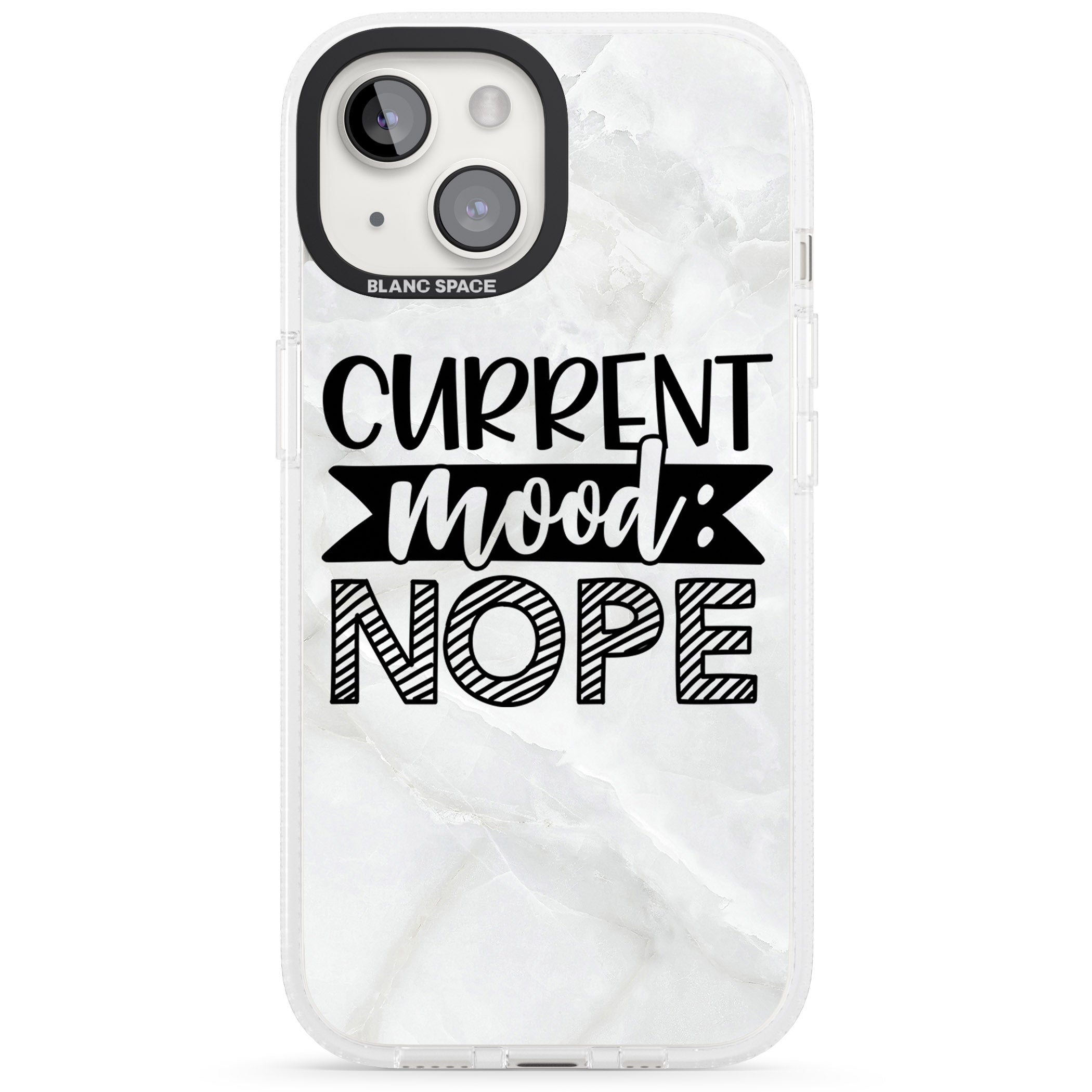 Current Mood NOPE iPhone 15 / 14 / 13 Clear Case Impact Air - Blanc Space