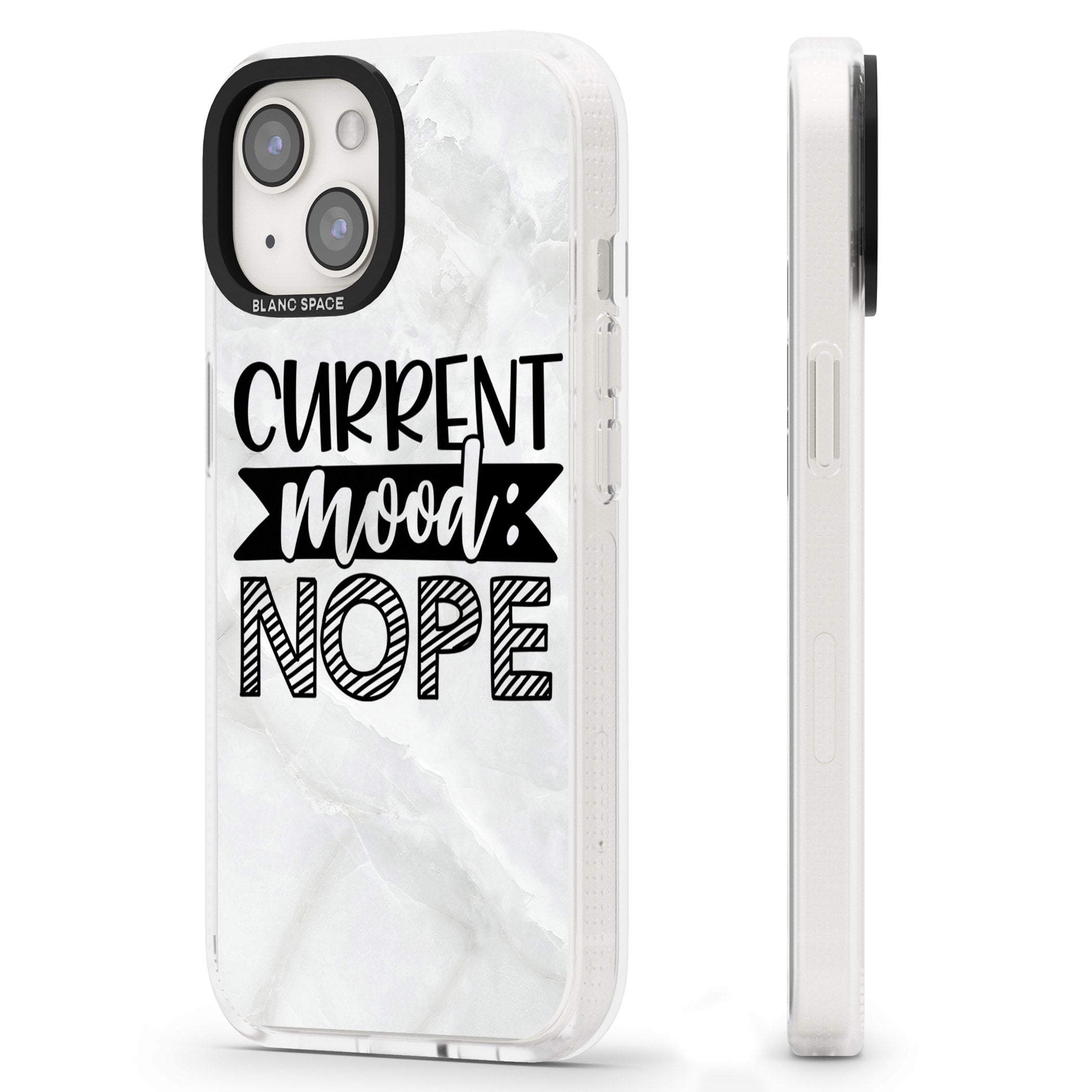 Current Mood NOPE iPhone 15 / 14 / 13 Clear Case Impact Air - Blanc Space