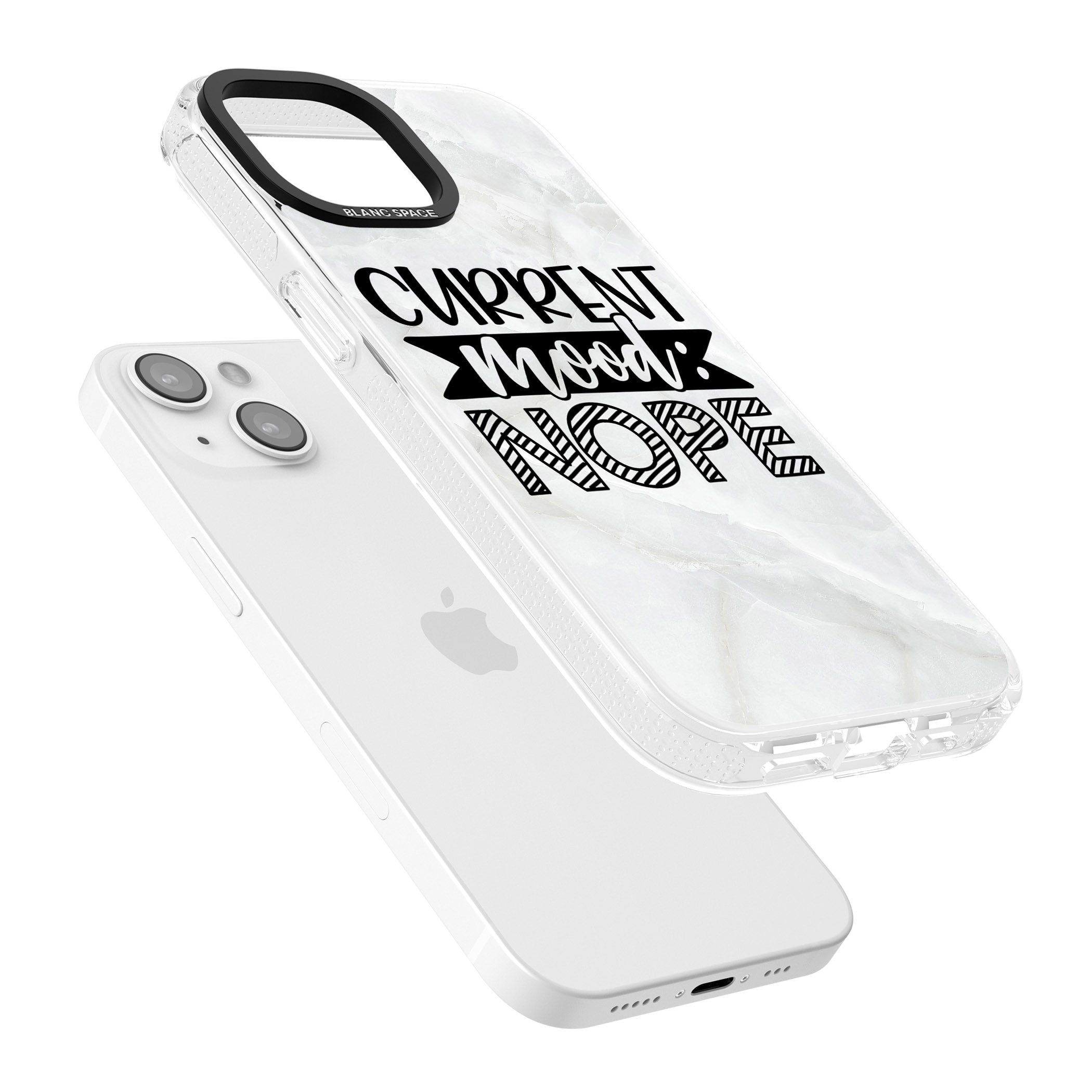 Current Mood NOPE iPhone 15 / 14 / 13 Clear Case Impact Air - Blanc Space
