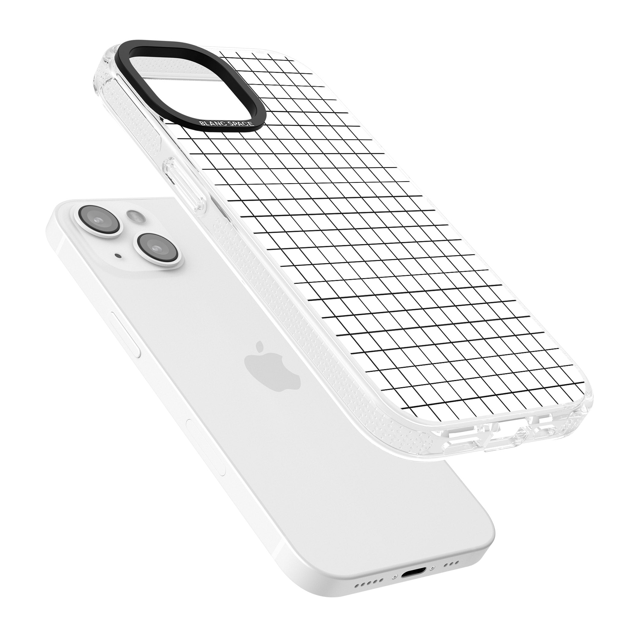 Simplistic Small Grid Designs White iPhone 15 / 14 / 13 Clear Case Impact Air - Blanc Space