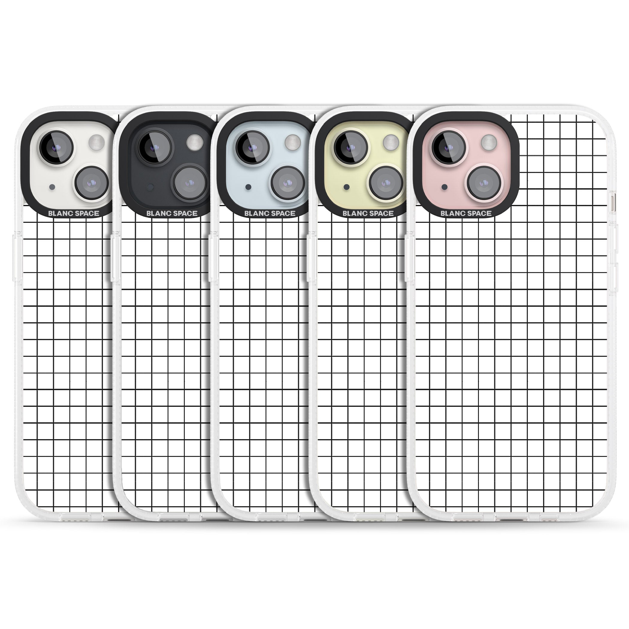 Simplistic Small Grid Designs White iPhone 15 / 14 / 13 Clear Case Impact Air - Blanc Space