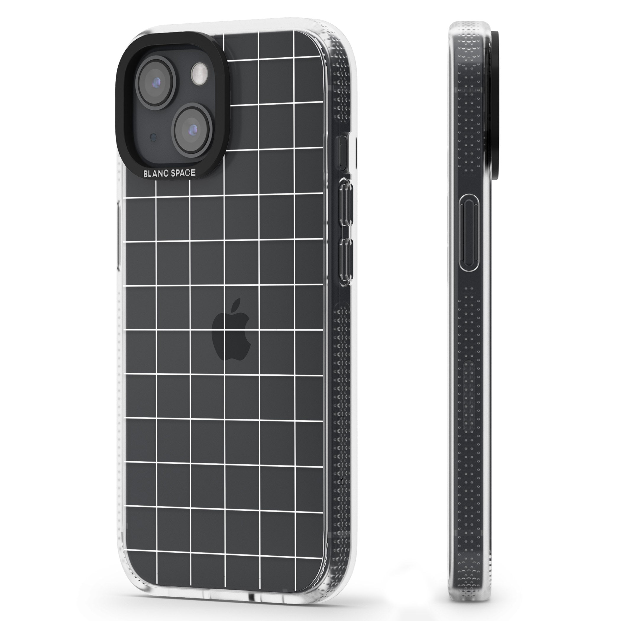 Simplistic Large Grid Pattern White (Transparent) iPhone 15 / 14 / 13 Clear Case Impact Air - Blanc Space