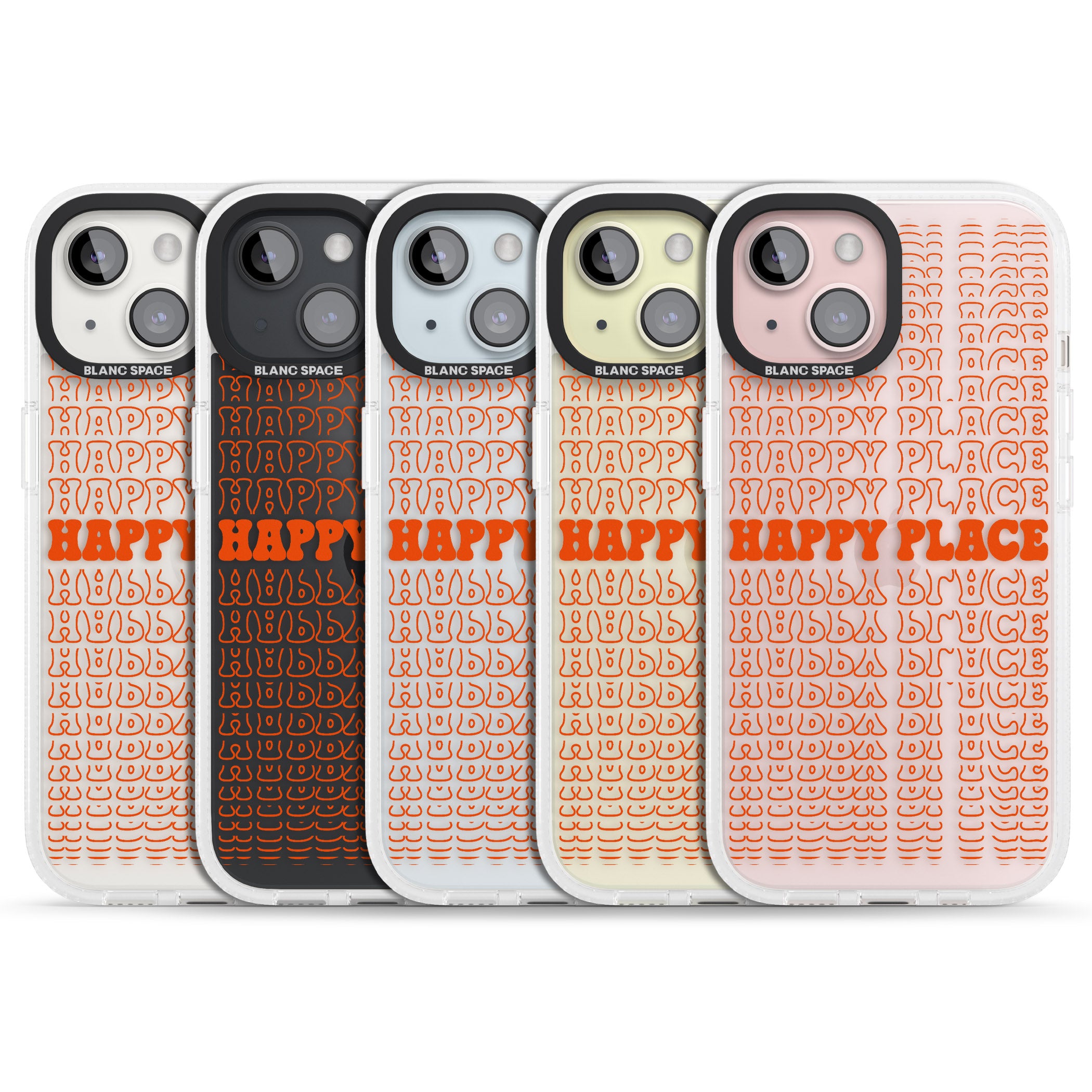 Happy Place (Orange) iPhone 15 / 14 / 13 Clear Case Impact Air - Blanc Space