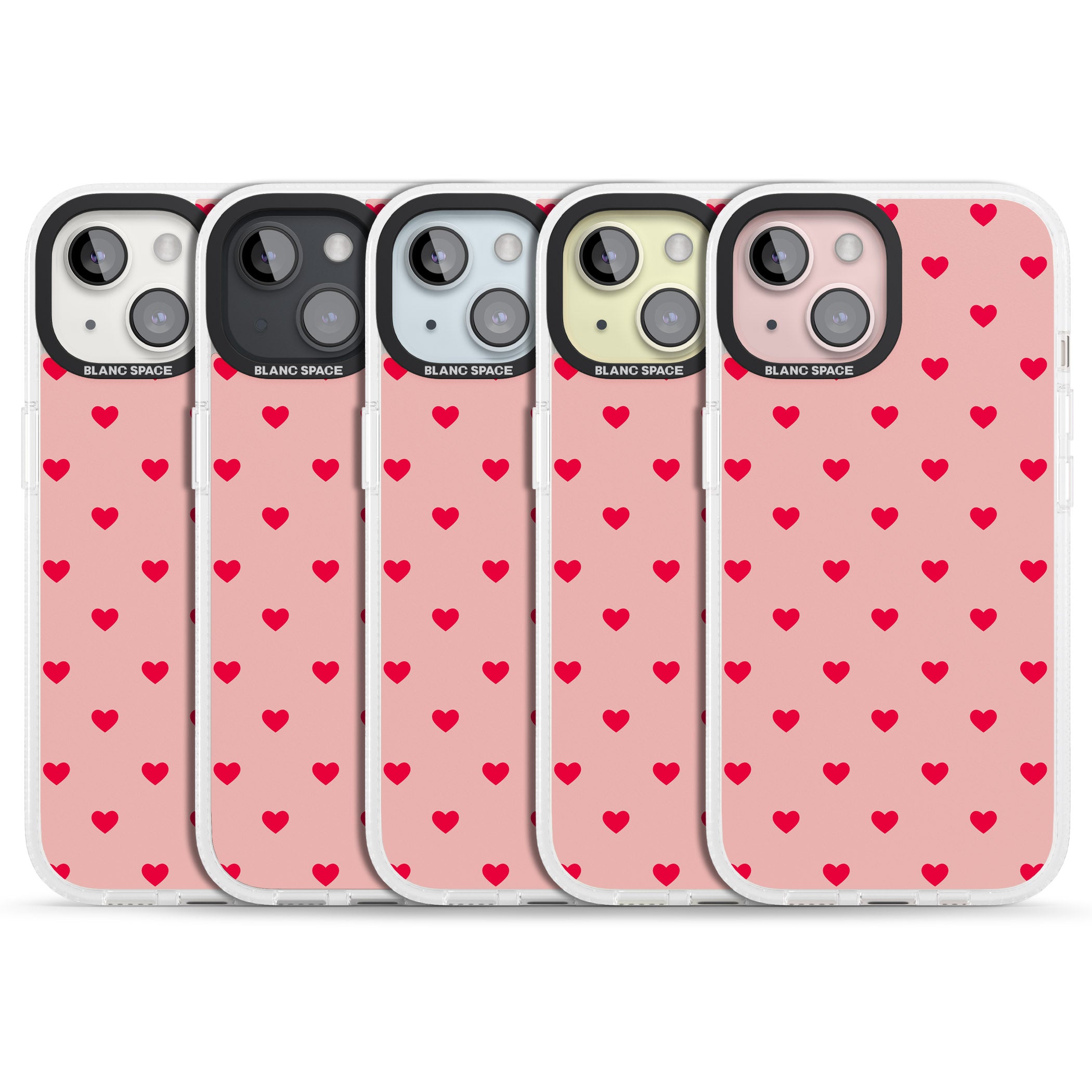 Small Heart Pattern: Red & Pink iPhone 15 / 14 / 13 Clear Case Impact Air - Blanc Space