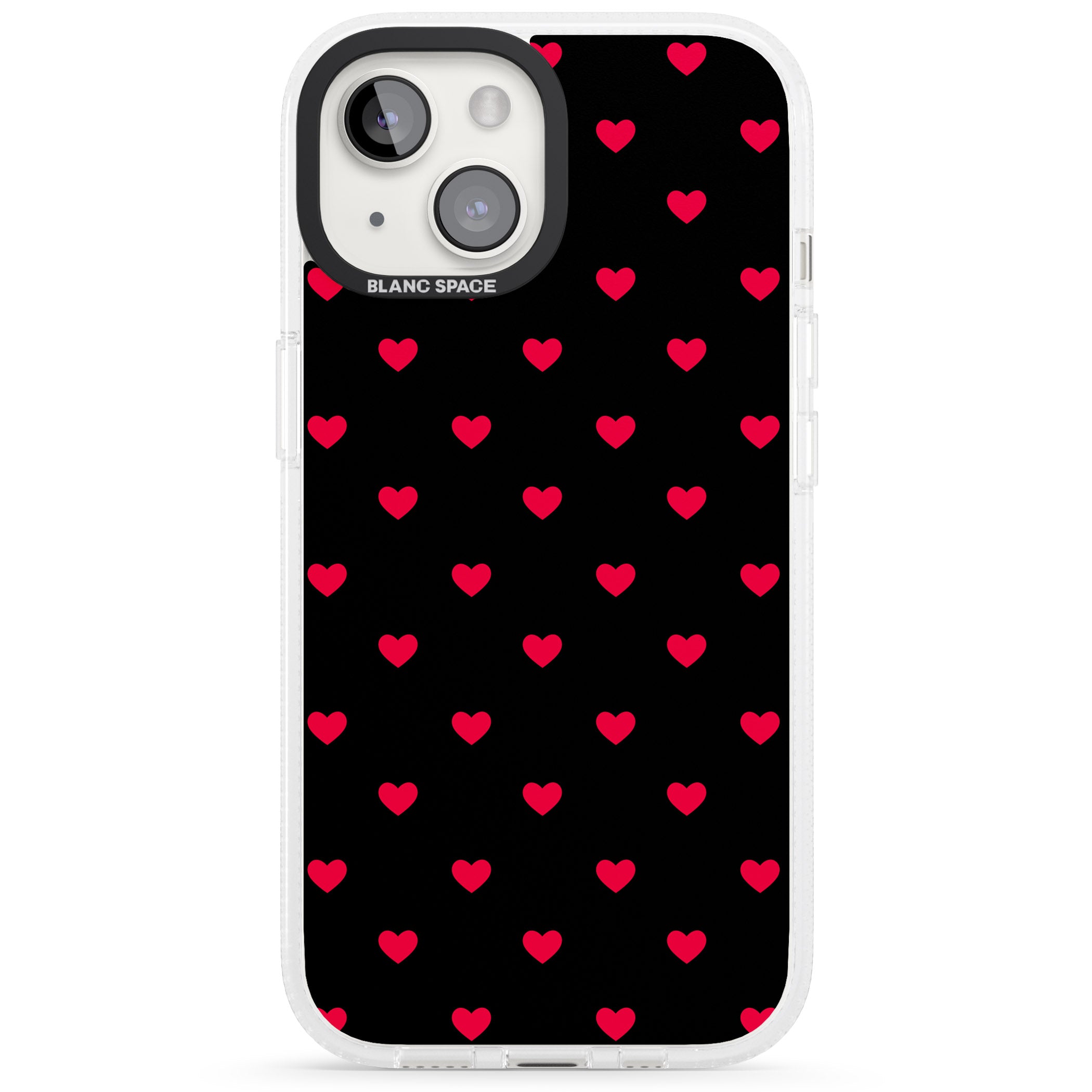 Small Heart Pattern: Red & iPhone 15 / 14 / 13 Clear Case Impact Air - Blanc Space