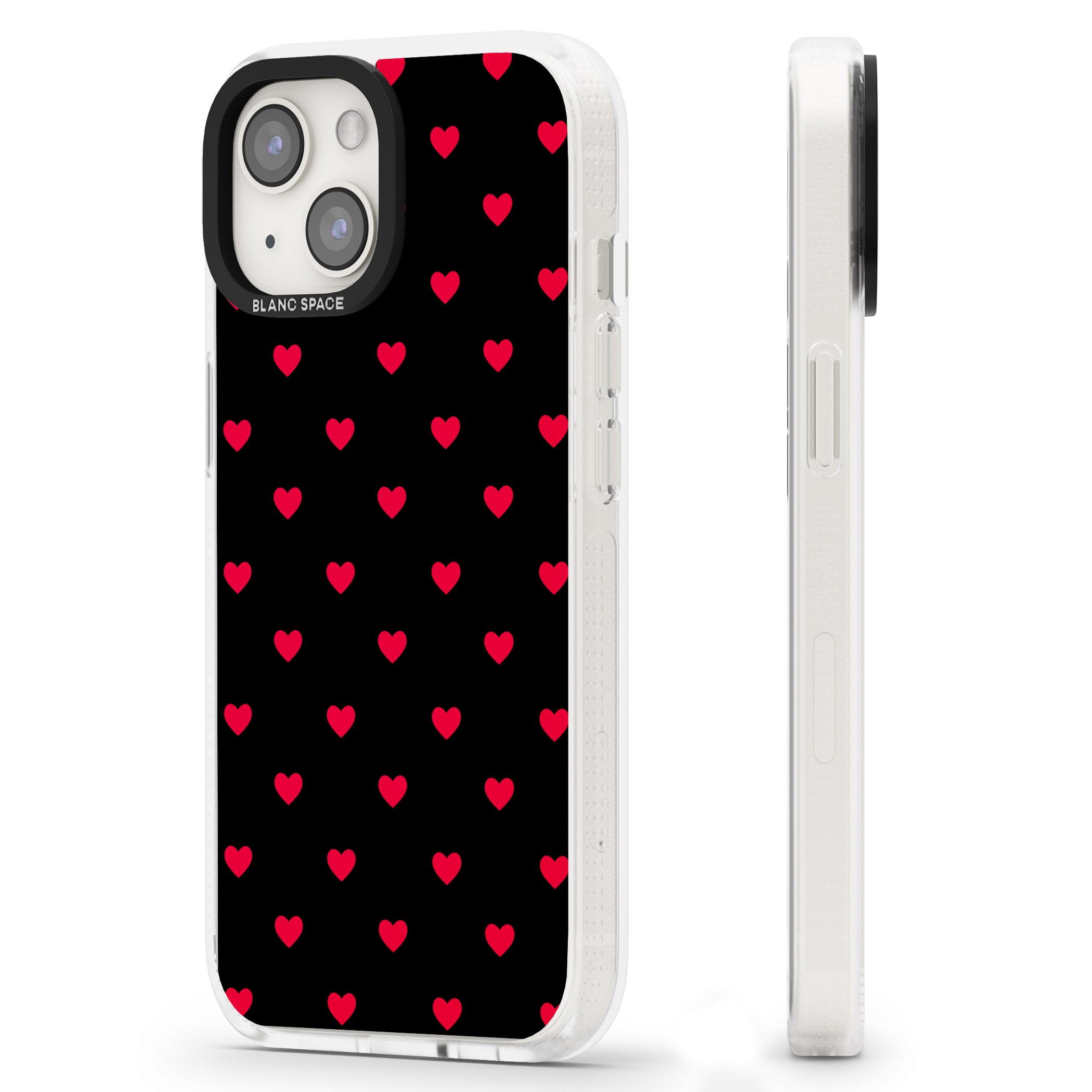 Small Heart Pattern: Red & iPhone 15 / 14 / 13 Clear Case Impact Air - Blanc Space