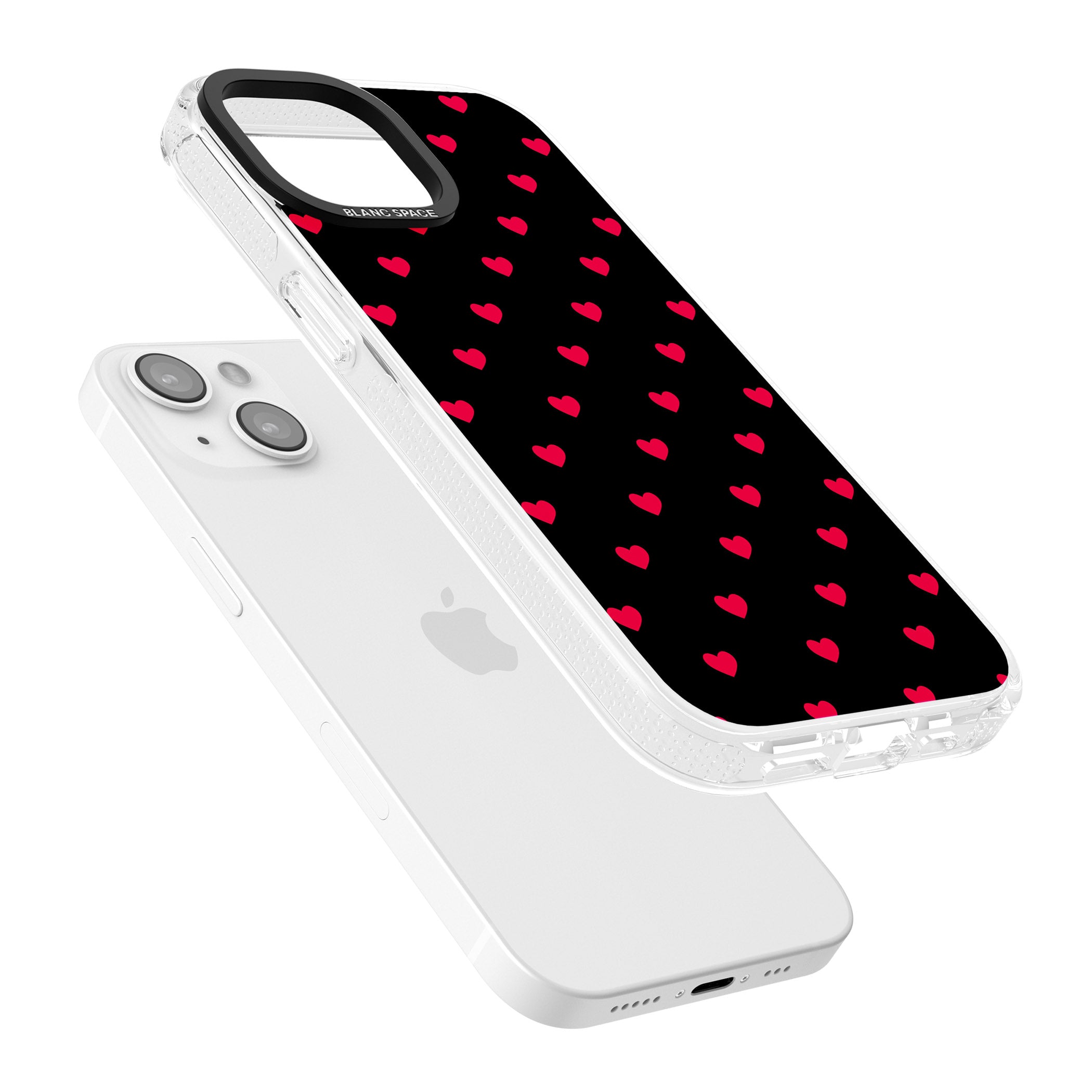 Small Heart Pattern: Red & iPhone 15 / 14 / 13 Clear Case Impact Air - Blanc Space