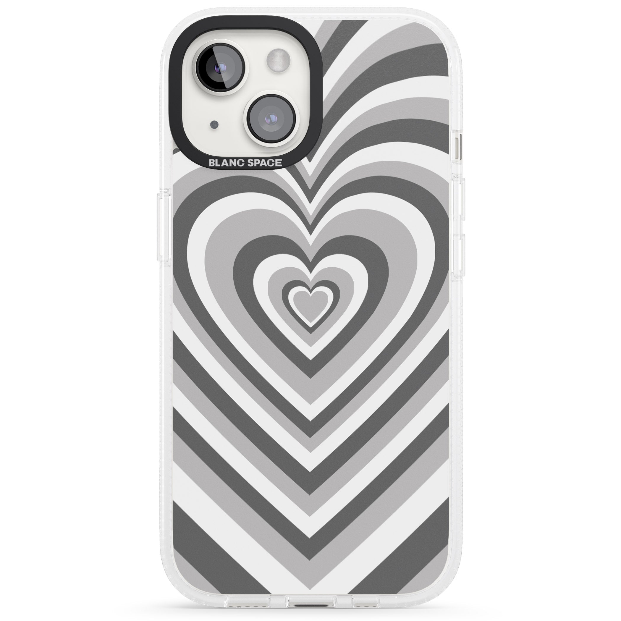 Monochrome Heart Illusion iPhone 15 / 14 / 13 Clear Case Impact Air - Blanc Space