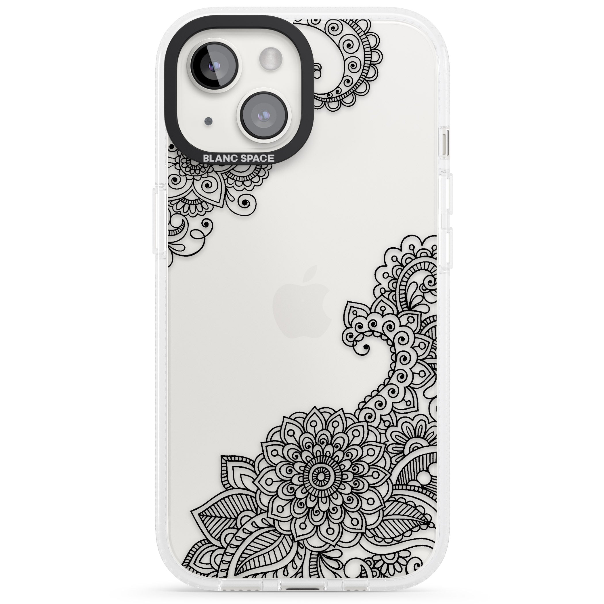 Black Henna Botanicals iPhone 15 / 14 / 13 Clear Case Impact Air - Blanc Space