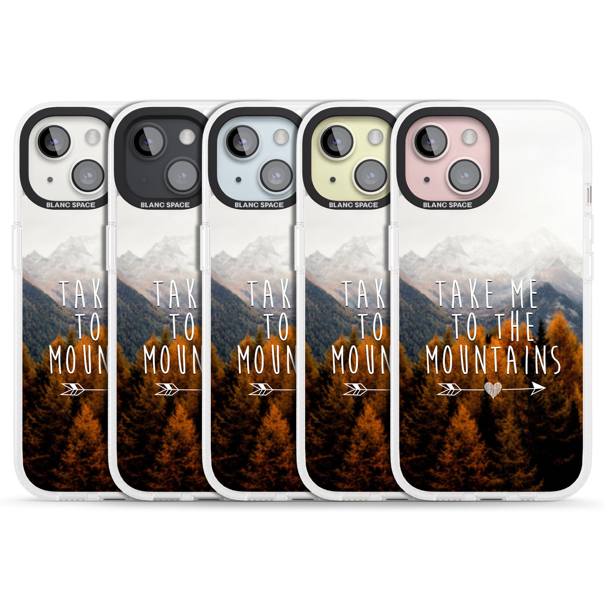 Take Me Mountains Quote iPhone 15 / 14 / 13 Clear Case Impact Air - Blanc Space