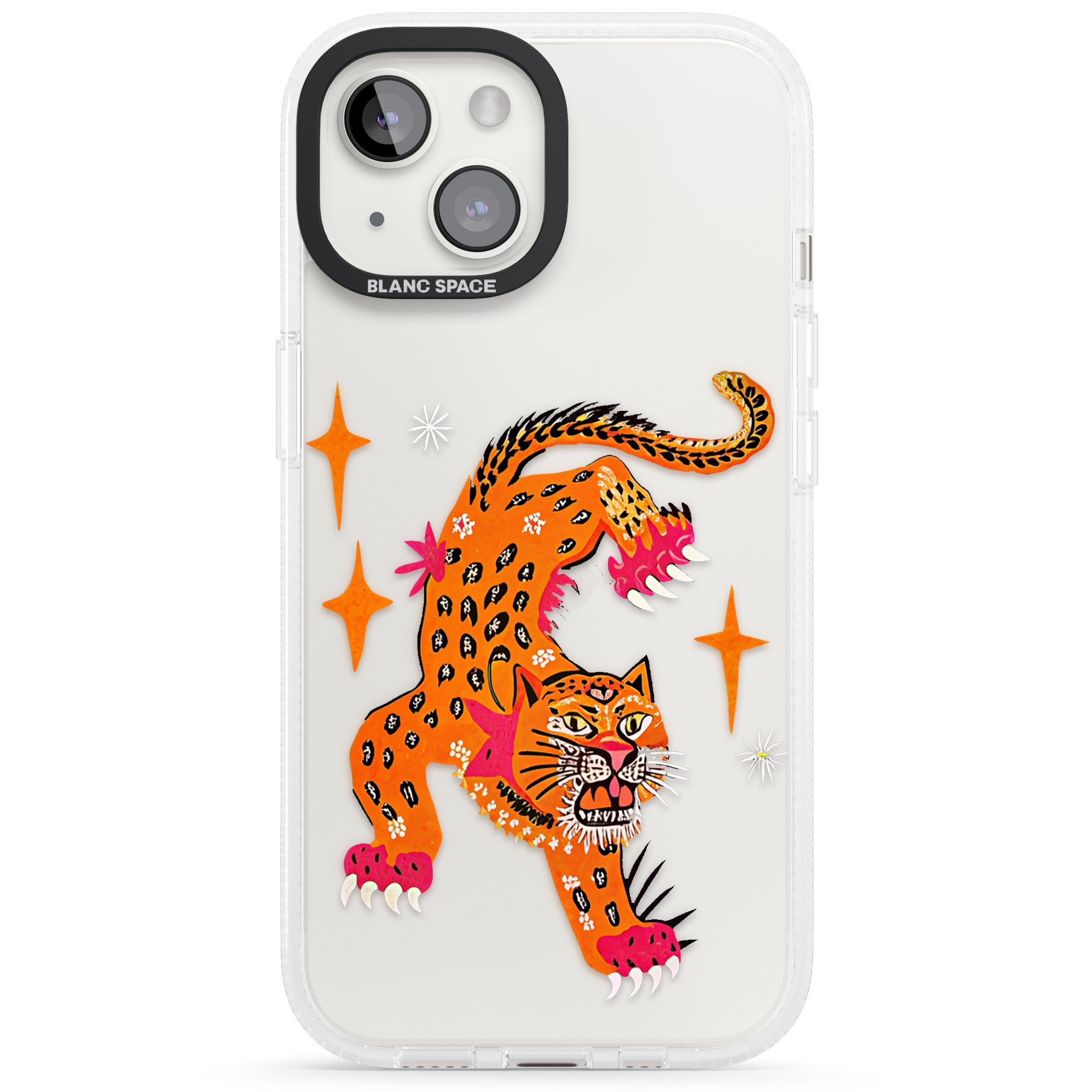 Fierce Jaguar (Clear) iPhone 15 / 14 / 13 Clear Case Impact Air - Blanc Space