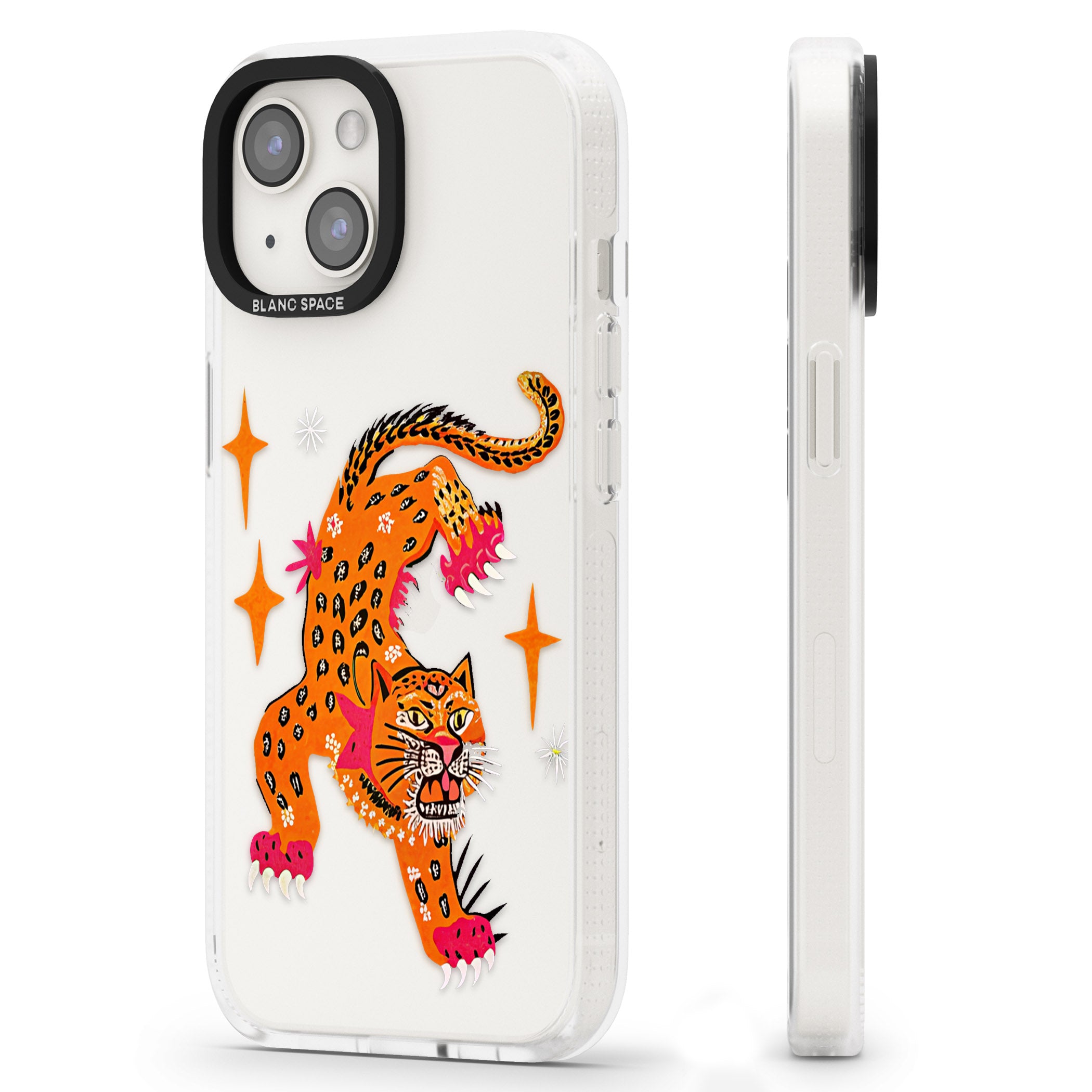 Fierce Jaguar (Clear) iPhone 15 / 14 / 13 Clear Case Impact Air - Blanc Space