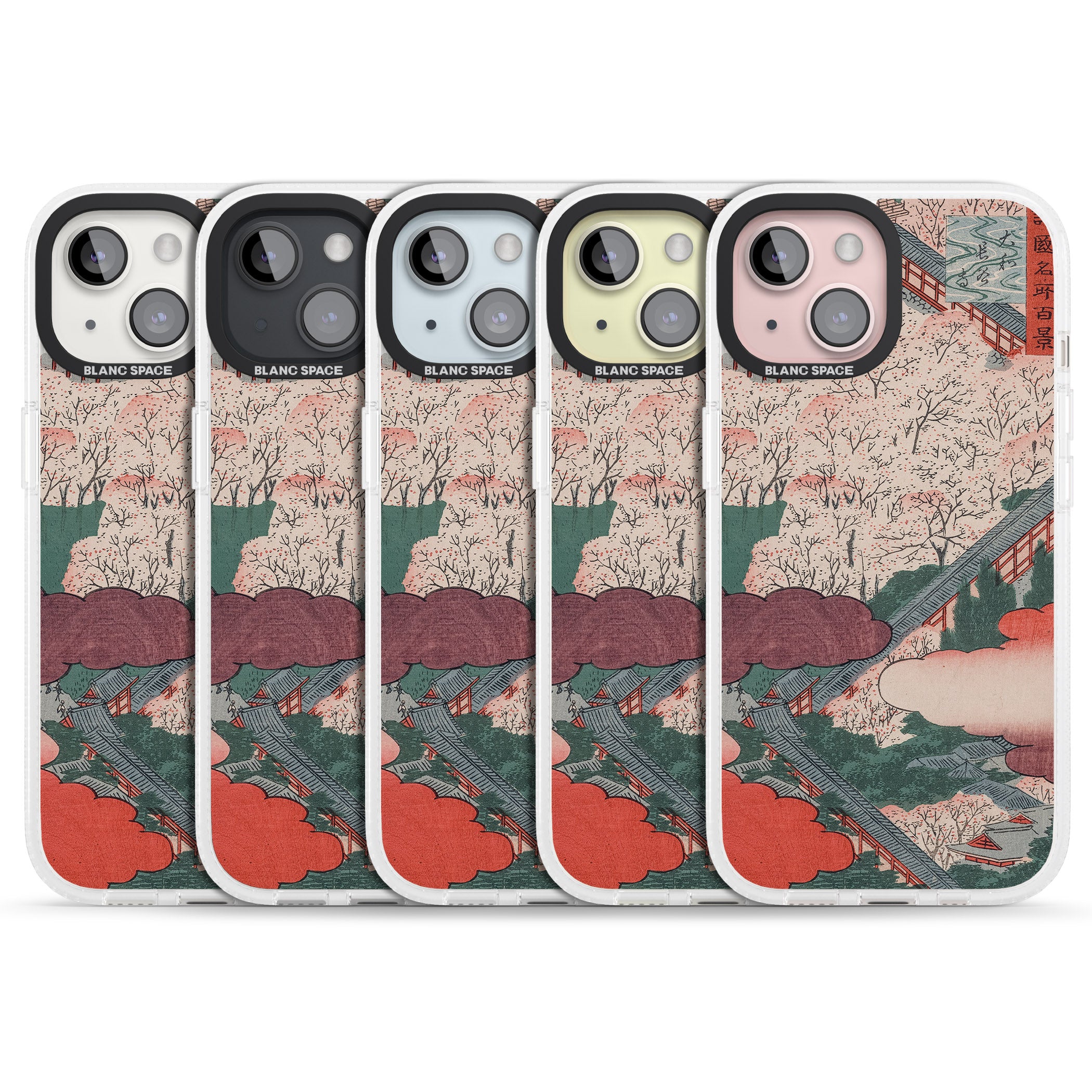 Vintage Japanese Illustrations Japanese City iPhone 15 / 14 / 13 Clear Case Impact Air - Blanc Space