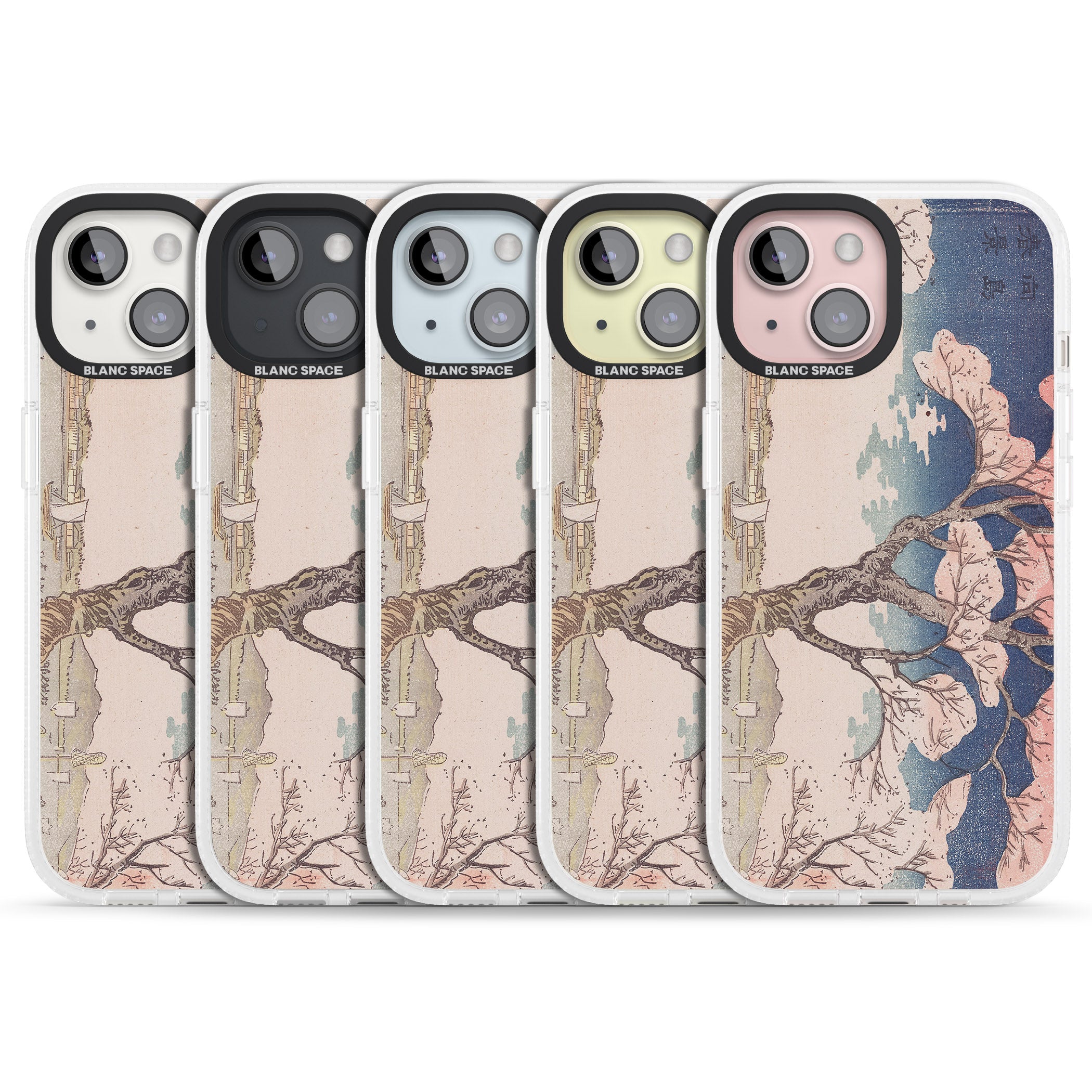 Vintage Japanese Illustrations Cherry Tree iPhone 15 / 14 / 13 Clear Case Impact Air - Blanc Space