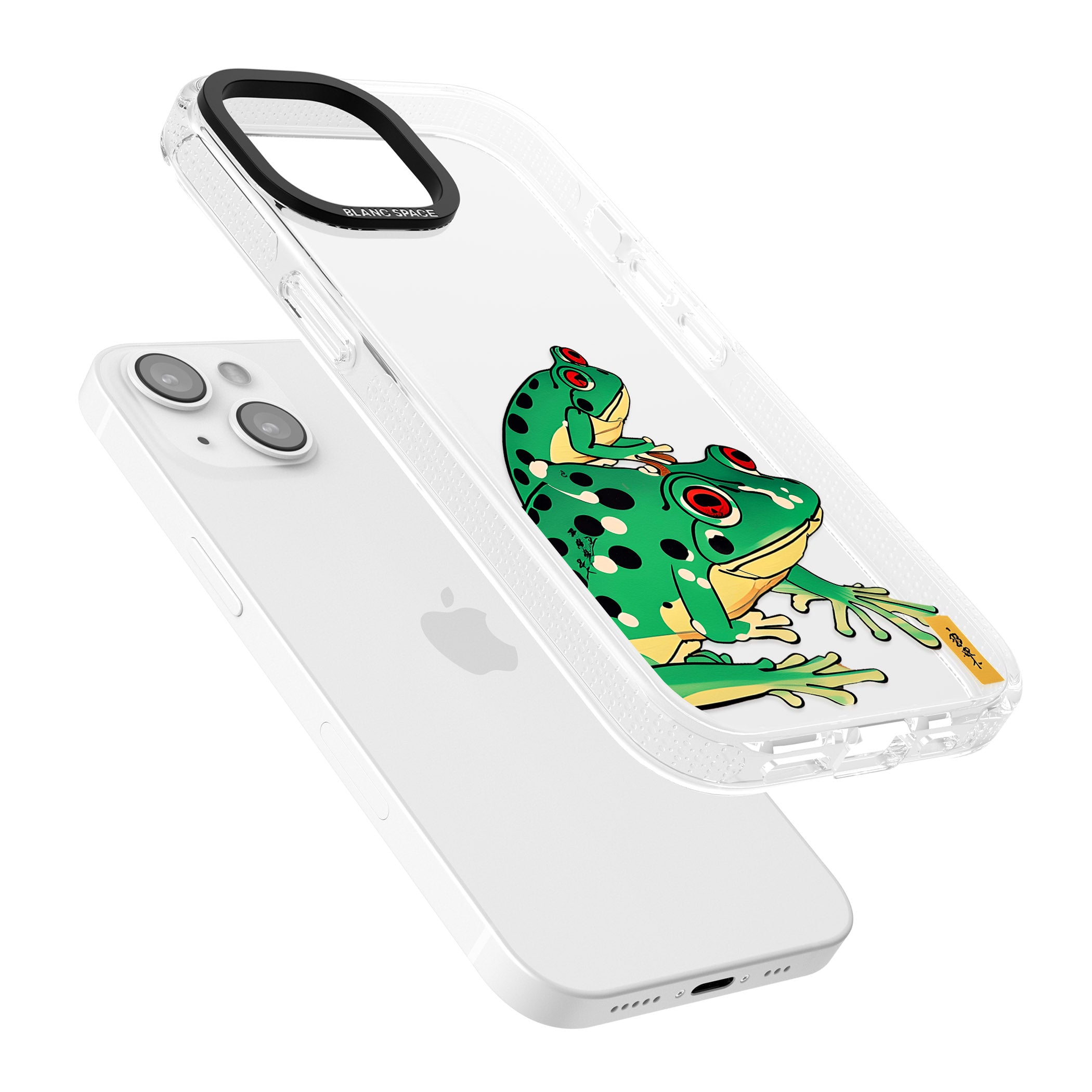Matsumoto Hoji Frog Green iPhone 15 / 14 / 13 Clear Case Impact Air - Blanc Space