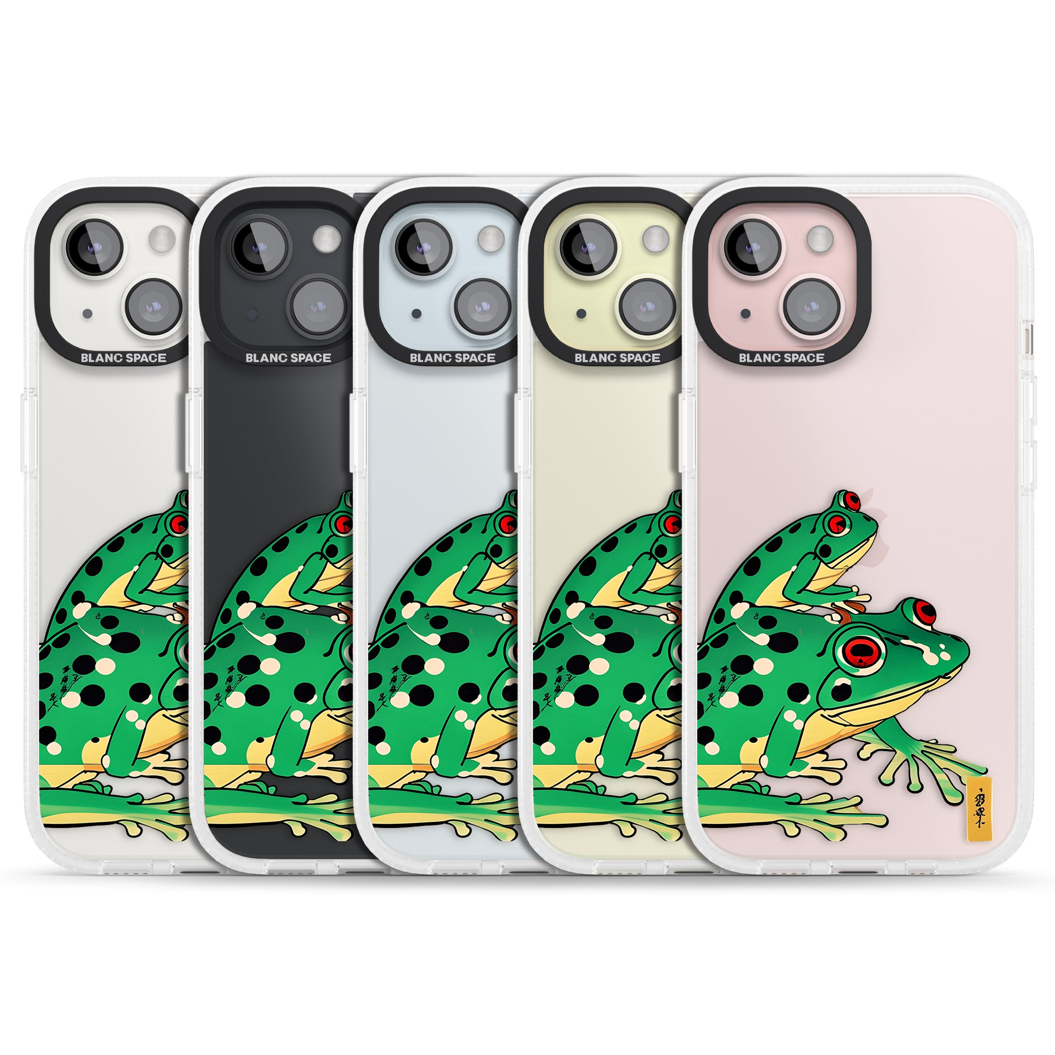 Matsumoto Hoji Frog Green iPhone 15 / 14 / 13 Clear Case Impact Air - Blanc Space
