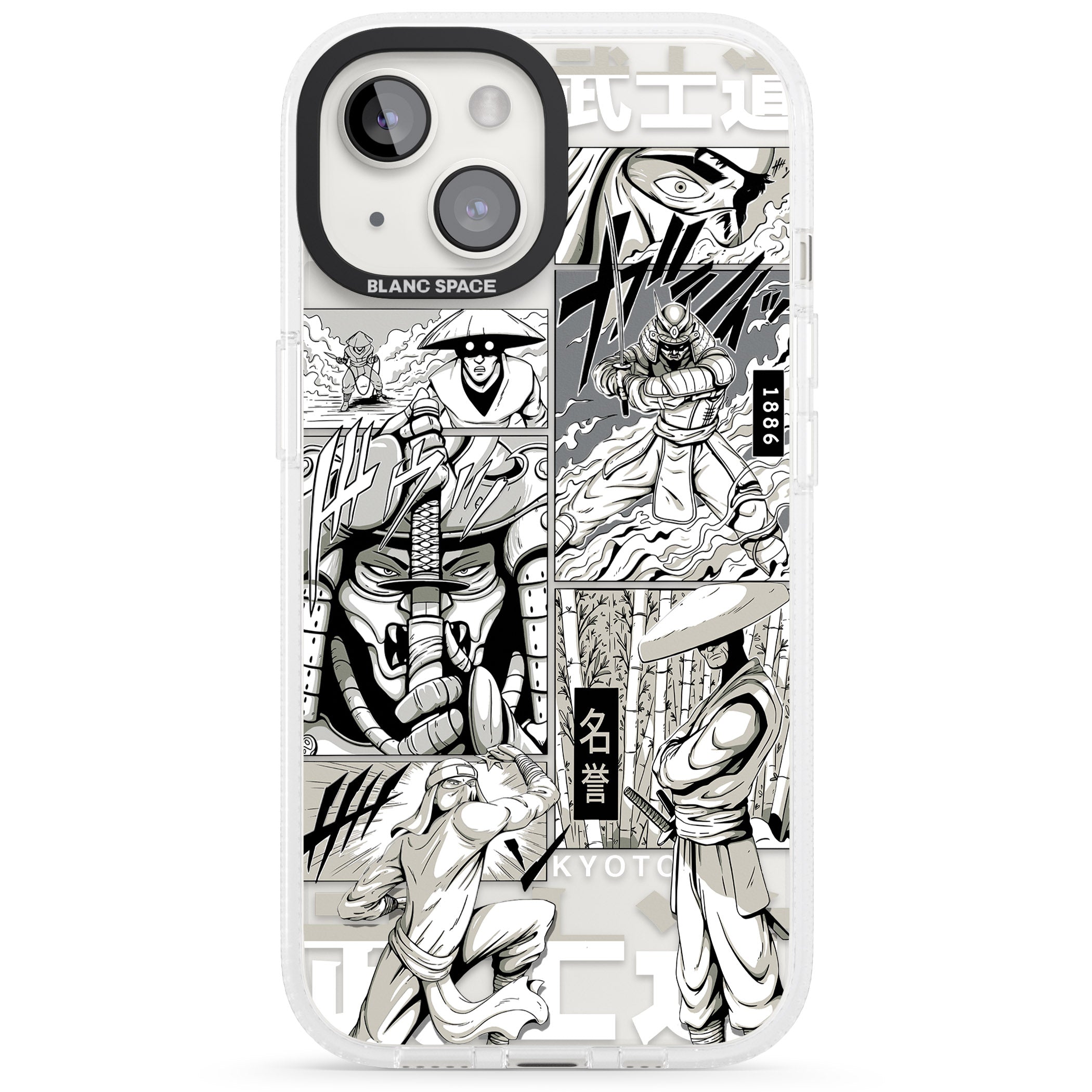 Greyscale Anime Comic iPhone 15 / 14 / 13 Clear Case Impact Air - Blanc Space