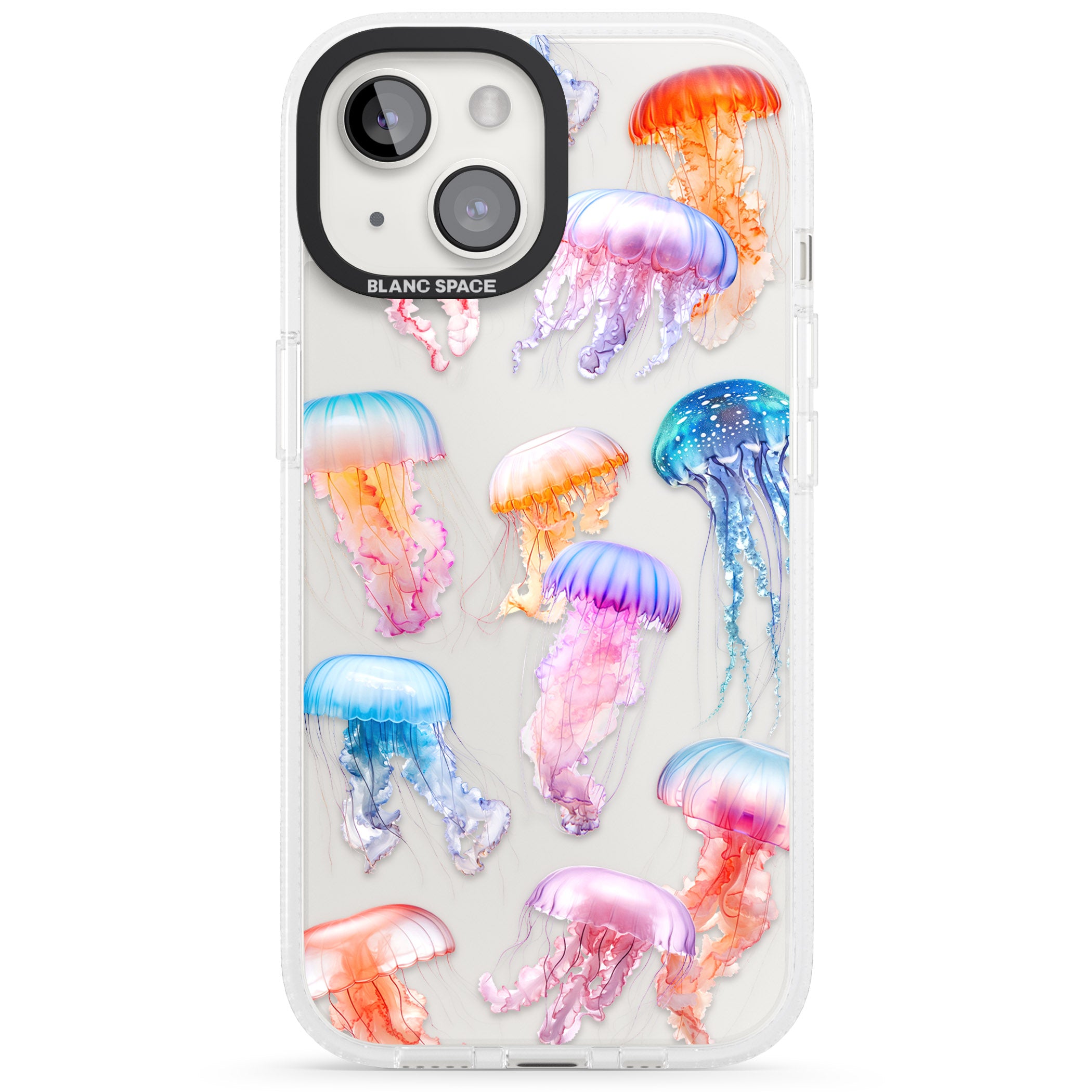 Vibrant Jellyfish iPhone 15 / 14 / 13 Clear Case Impact Air - Blanc Space