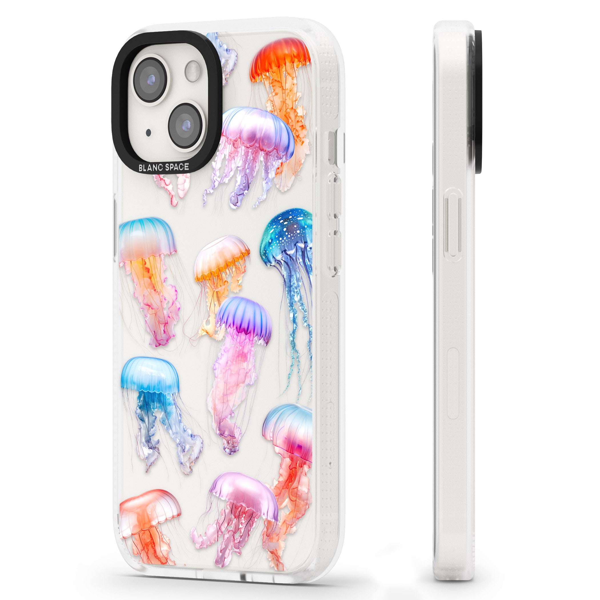 Vibrant Jellyfish iPhone 15 / 14 / 13 Clear Case Impact Air - Blanc Space