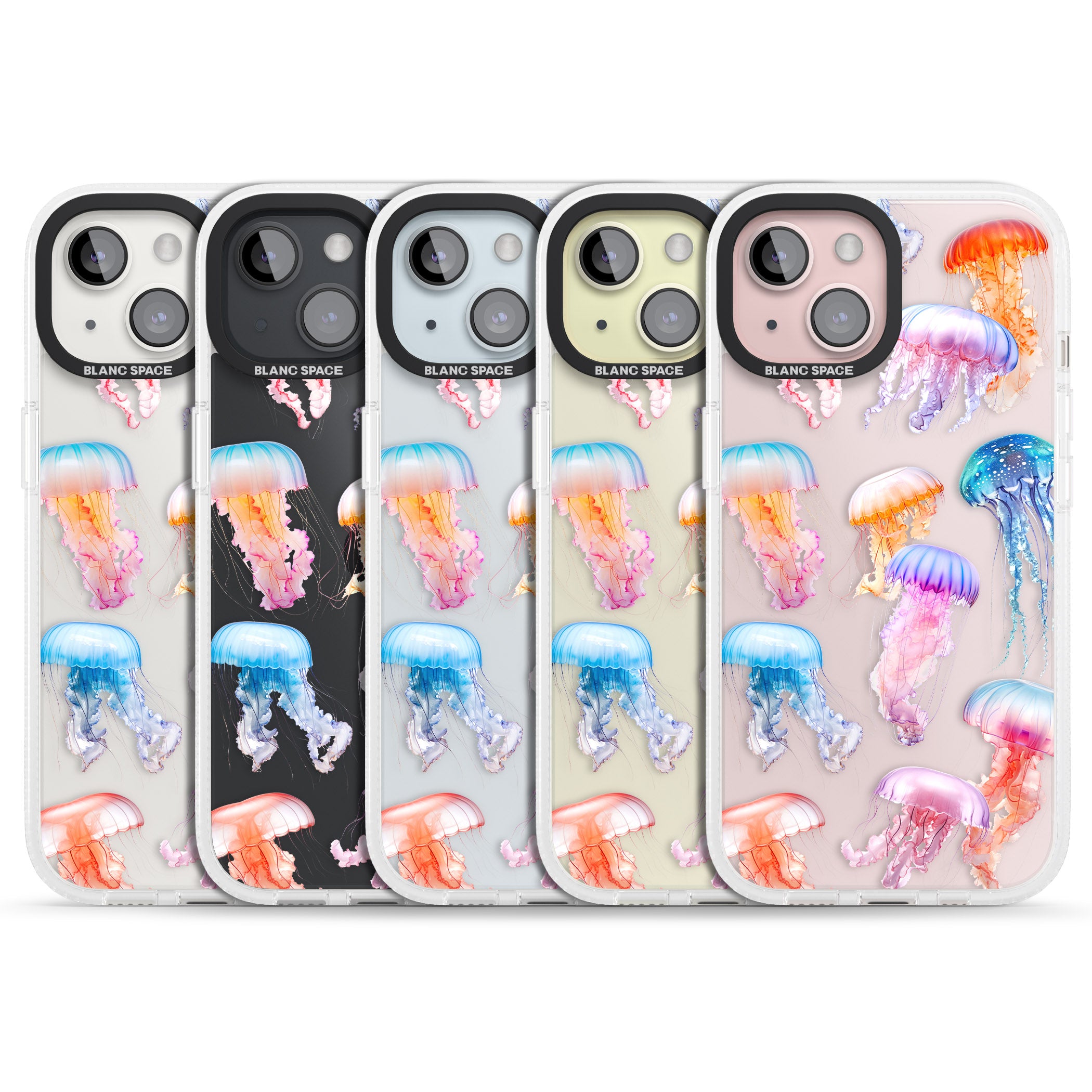 Vibrant Jellyfish iPhone 15 / 14 / 13 Clear Case Impact Air - Blanc Space