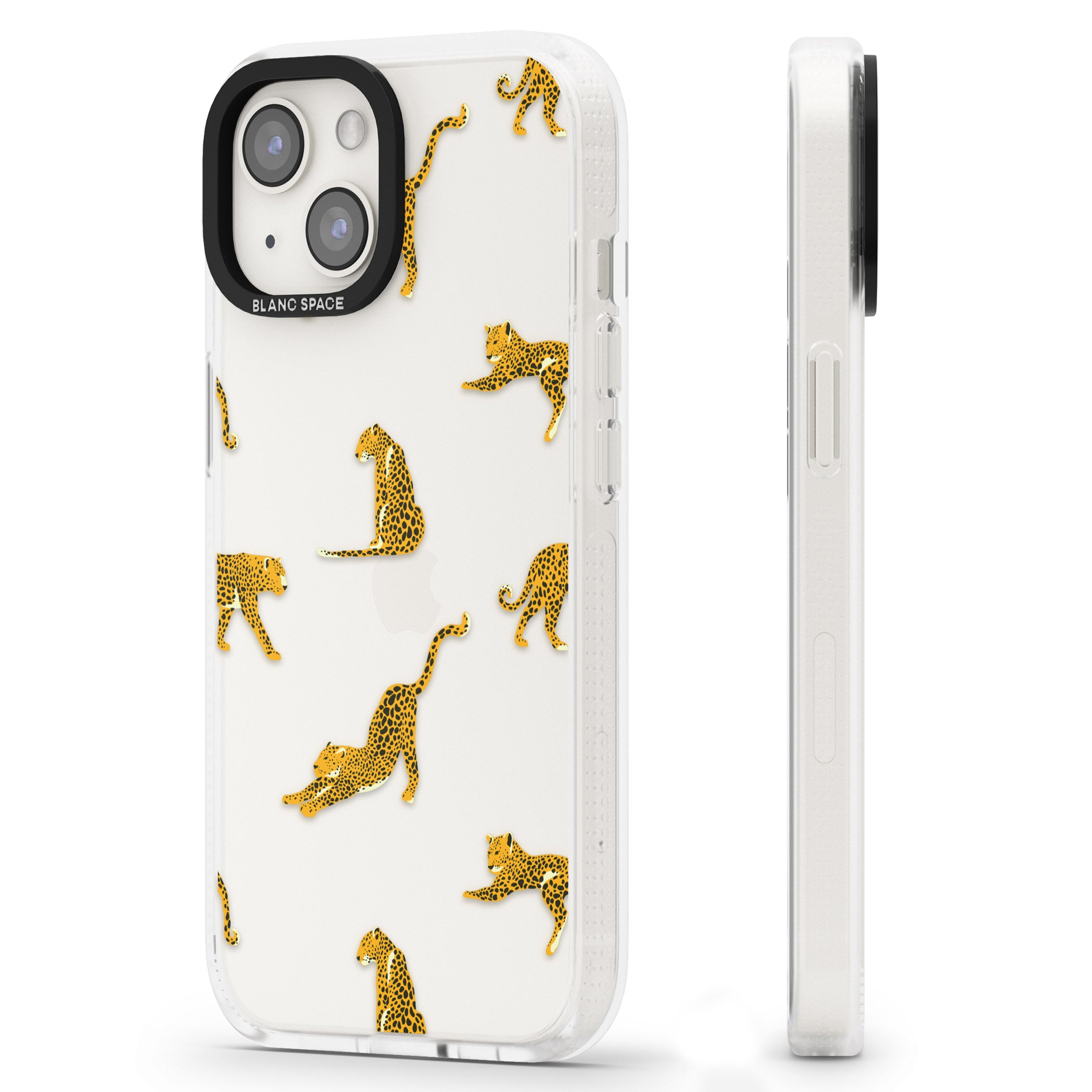 Clear Jaguar Jungle Cat Pattern iPhone 15 / 14 / 13 Clear Case Impact Air - Blanc Space
