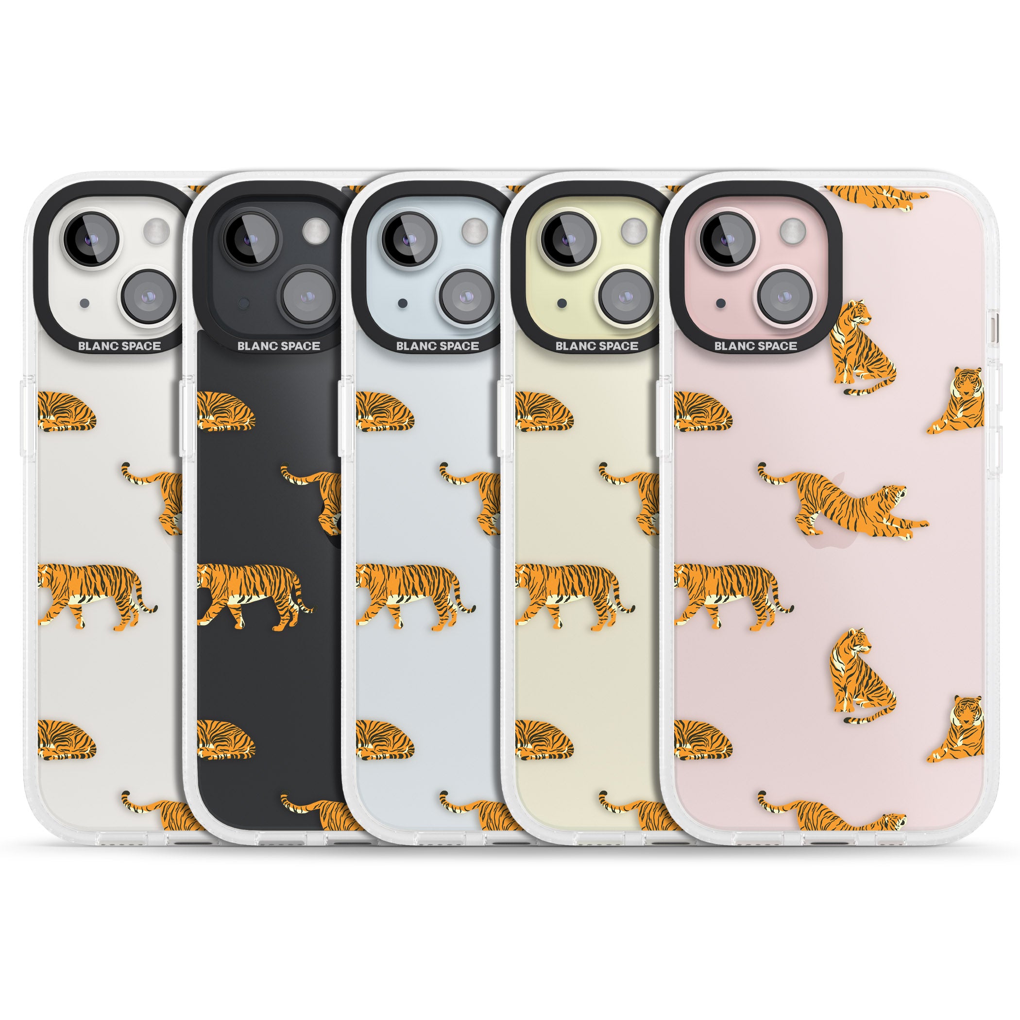 Clear Tiger Jungle Cat Pattern iPhone 15 / 14 / 13 Clear Case Impact Air - Blanc Space