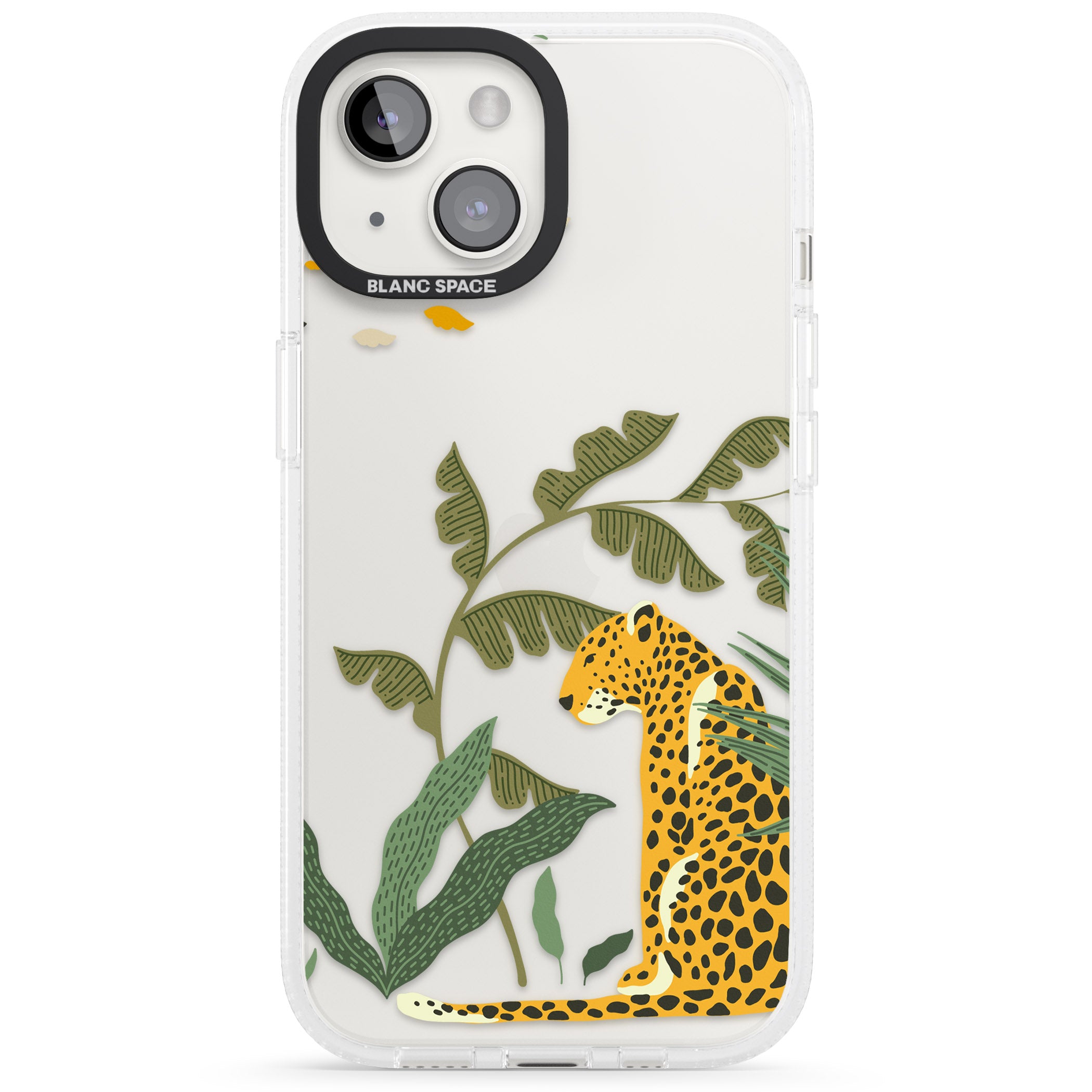Large Jaguar Clear Jungle Cat Pattern iPhone 15 / 14 / 13 Clear Case Impact Air - Blanc Space
