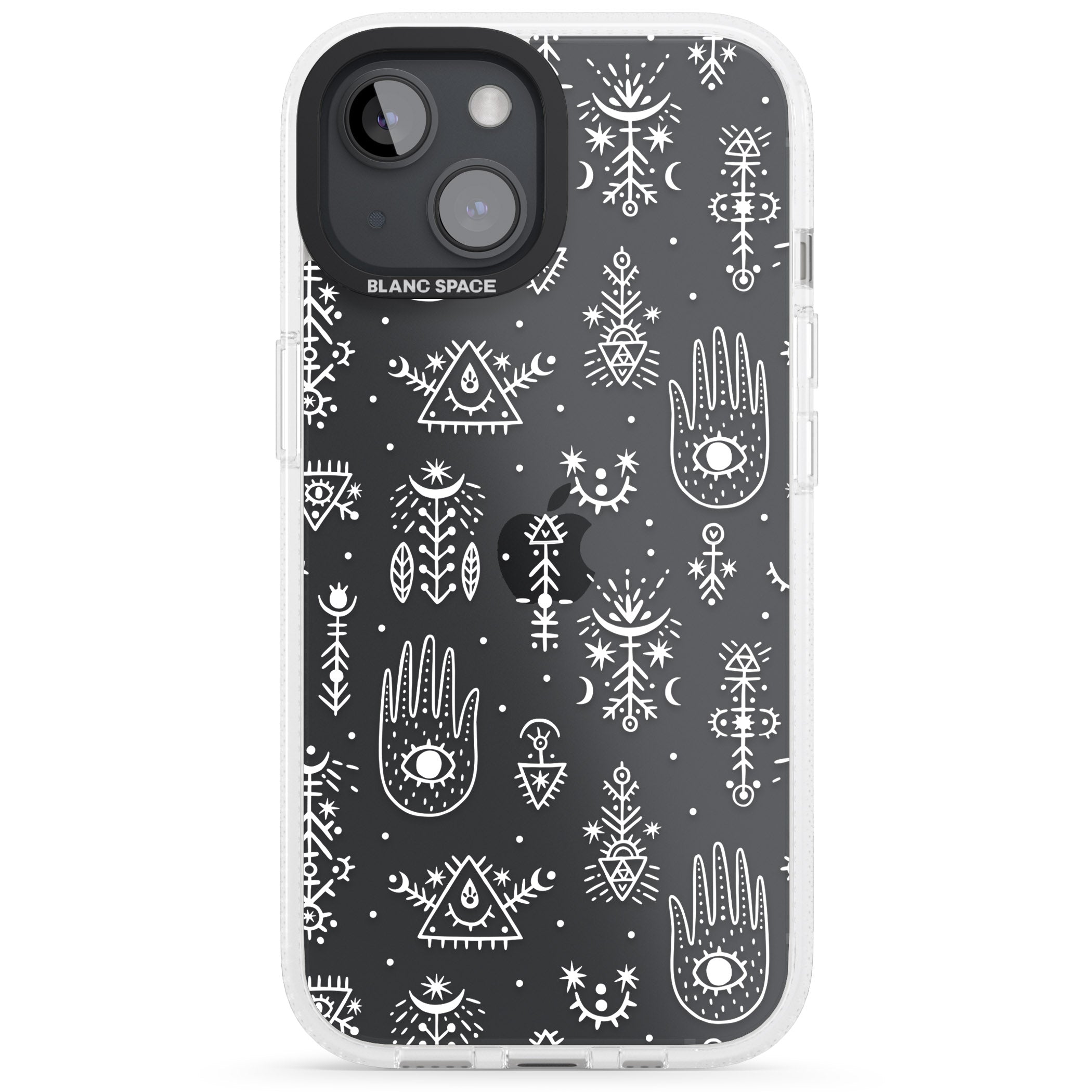 Black Tribal Palms iPhone 15 / 14 / 13 Clear Case Impact Air - Blanc Space