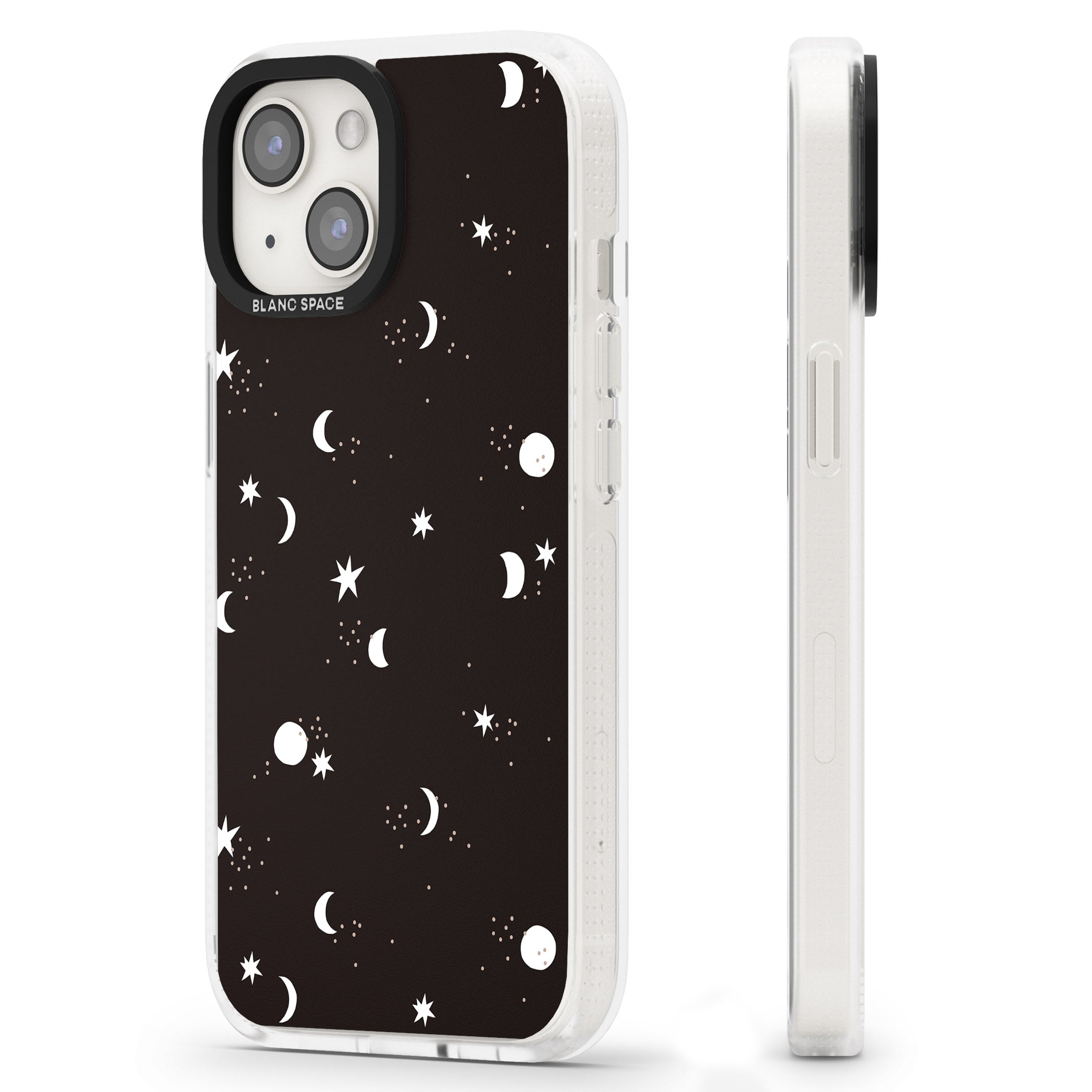 Funky Moons & Stars iPhone 15 / 14 / 13 Clear Case Impact Air - Blanc Space