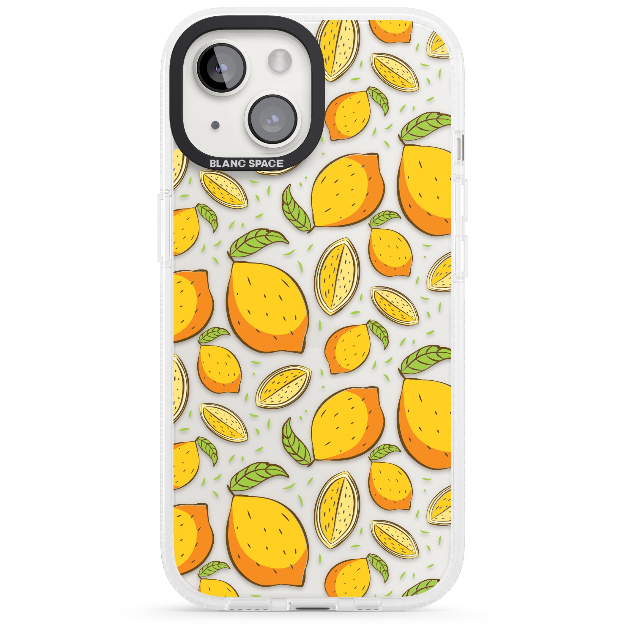 Lemon Pattern iPhone 15 / 14 / 13 Clear Case Impact Air - Blanc Space