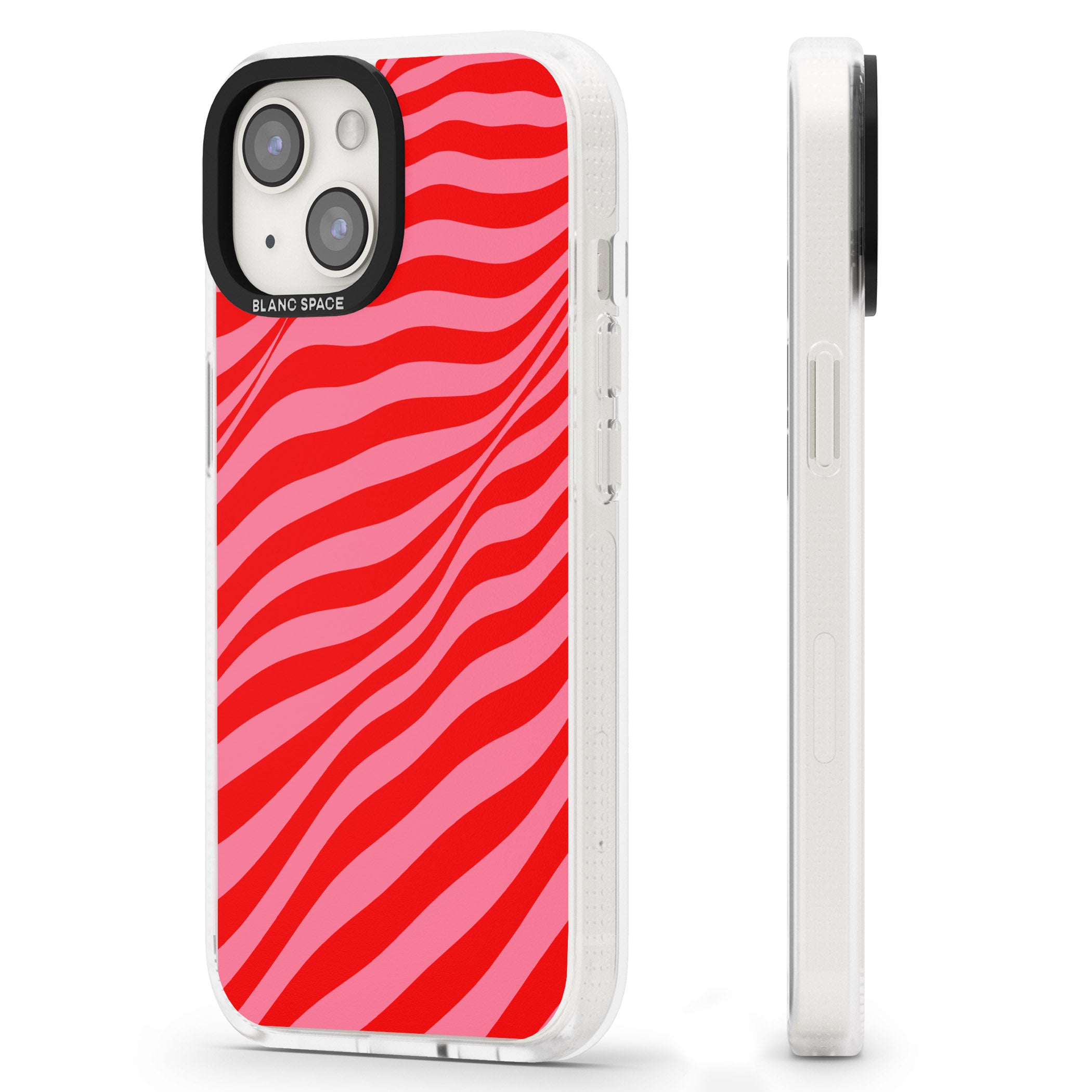 Pink & Red Distorted Line iPhone 15 / 14 / 13 Clear Case Impact Air - Blanc Space