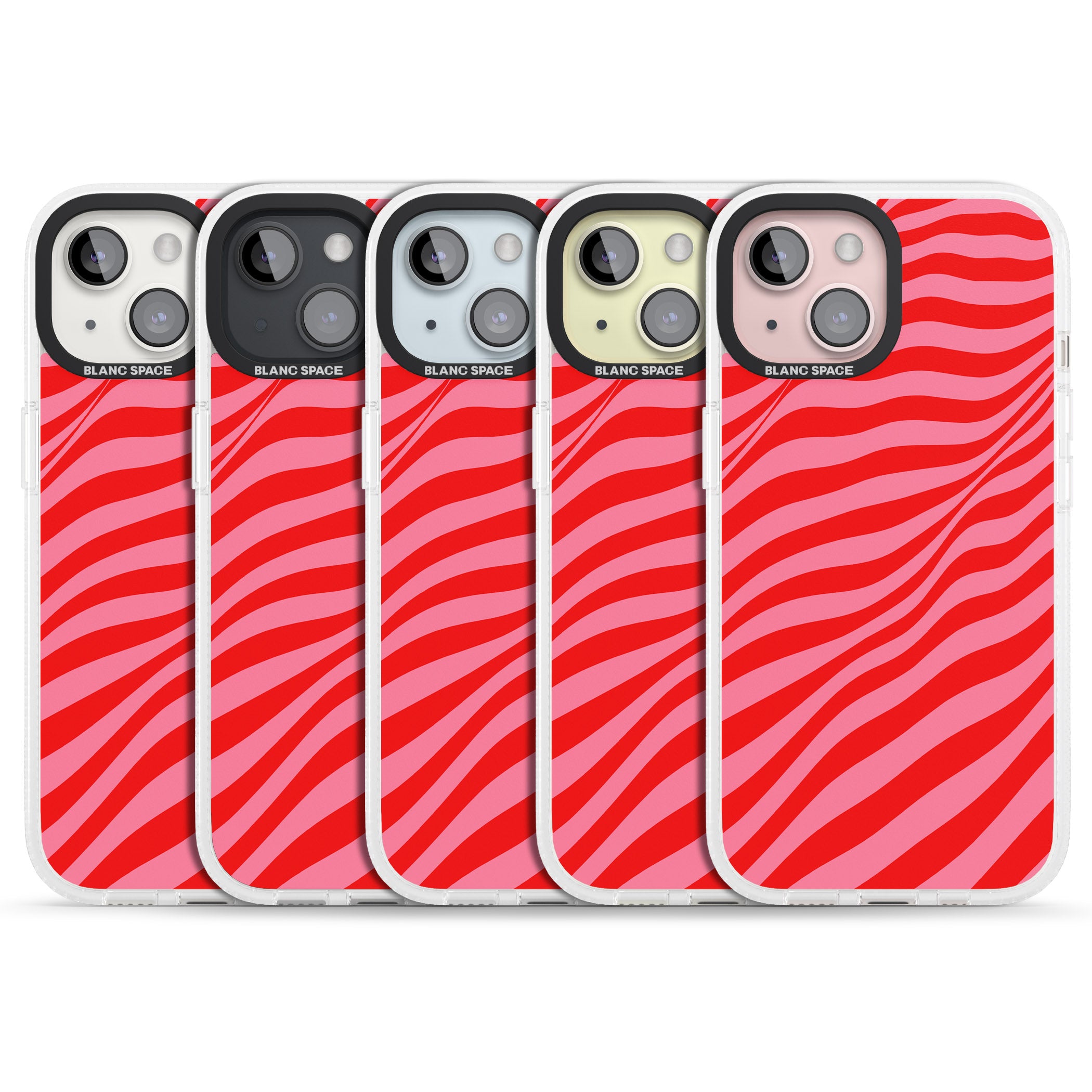 Pink & Red Distorted Line iPhone 15 / 14 / 13 Clear Case Impact Air - Blanc Space