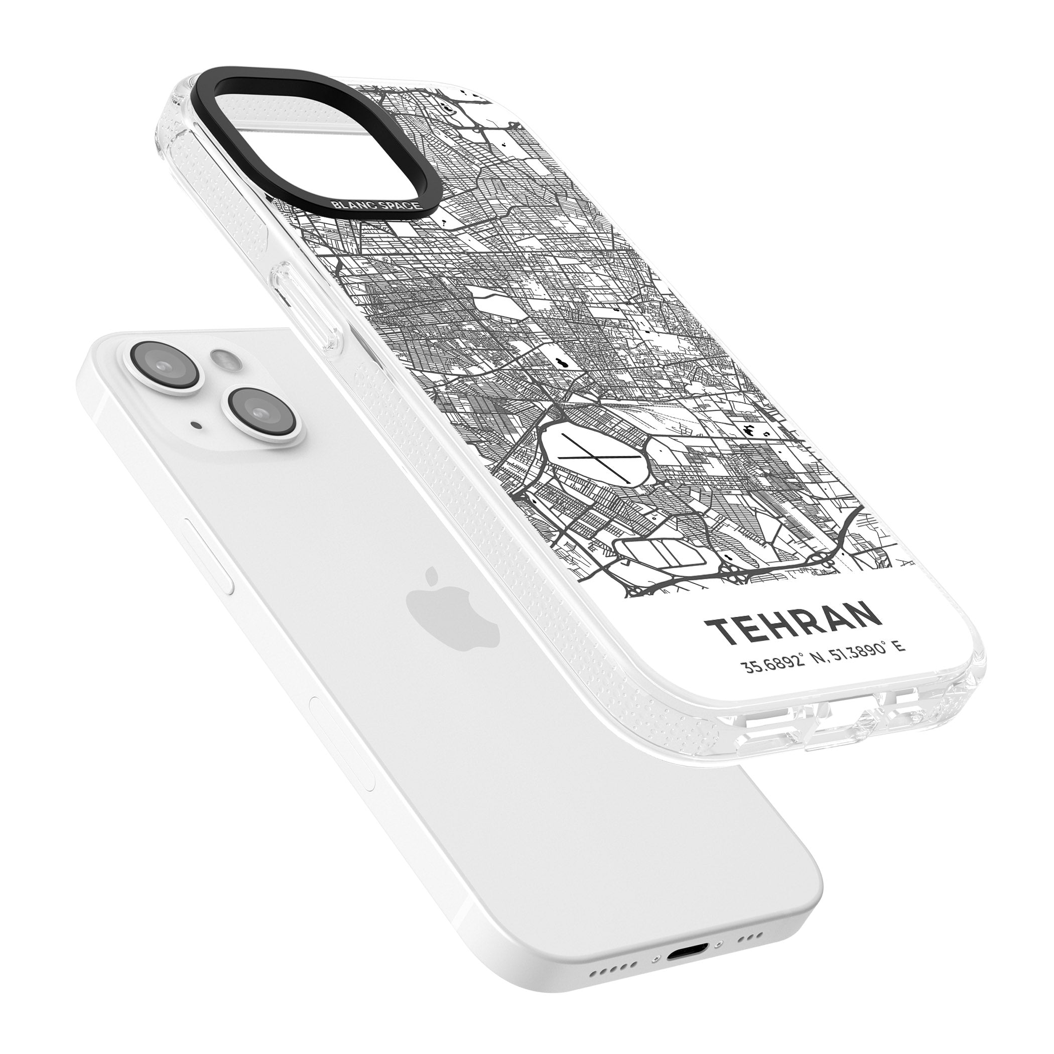 Map of Tehran, Iran iPhone 15 / 14 / 13 Clear Case Impact Air - Blanc Space
