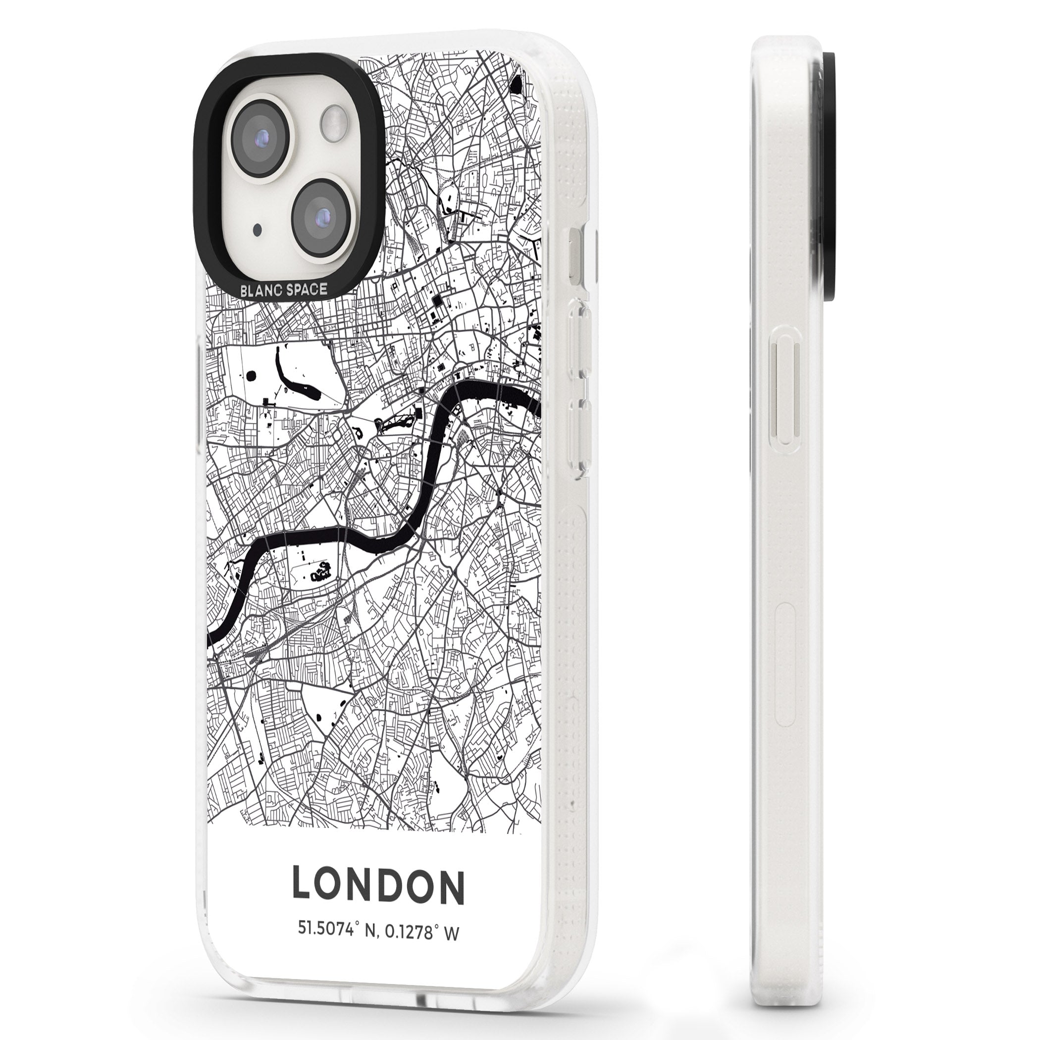 Map of London, England iPhone 15 / 14 / 13 Clear Case Impact Air - Blanc Space