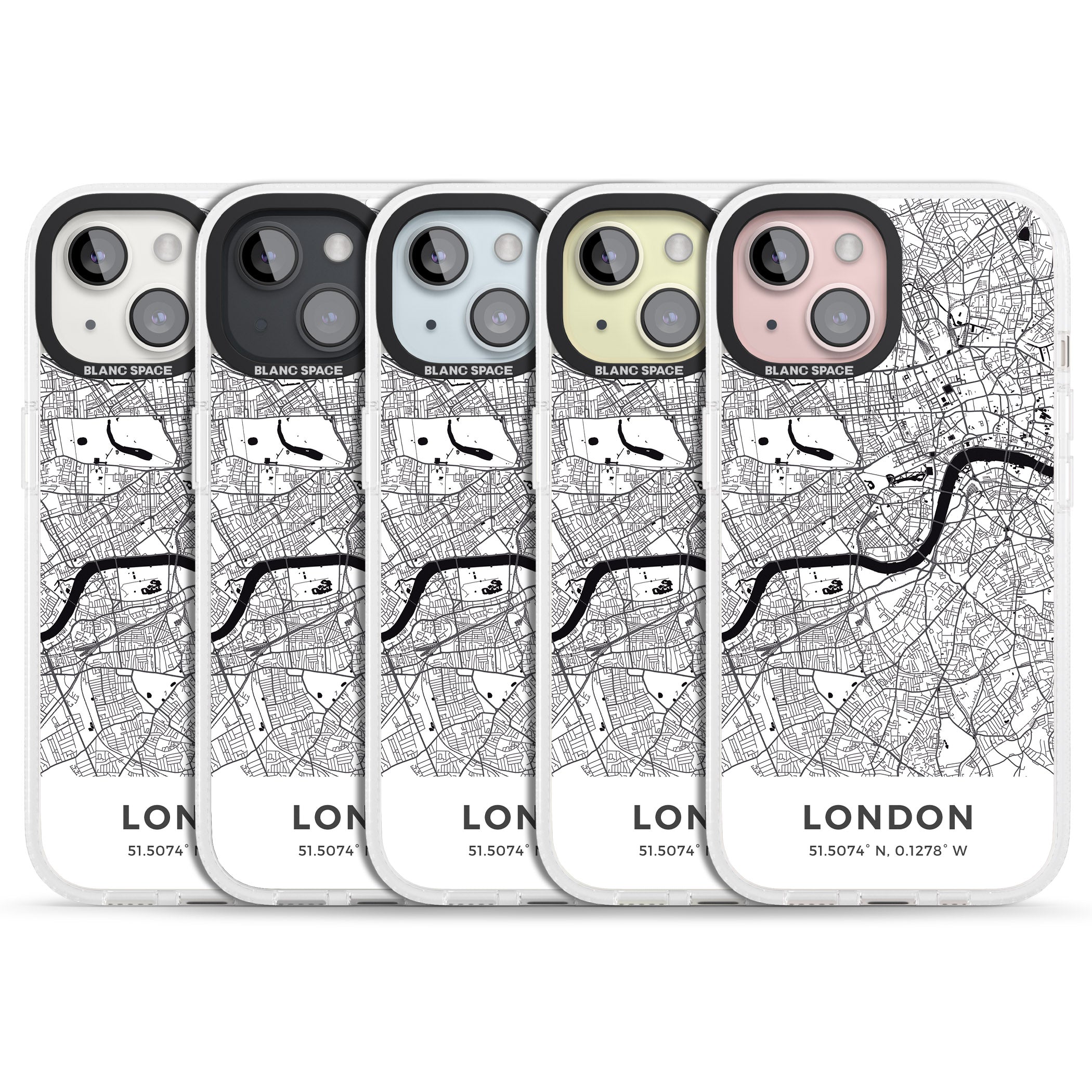 Map of London, England iPhone 15 / 14 / 13 Clear Case Impact Air - Blanc Space